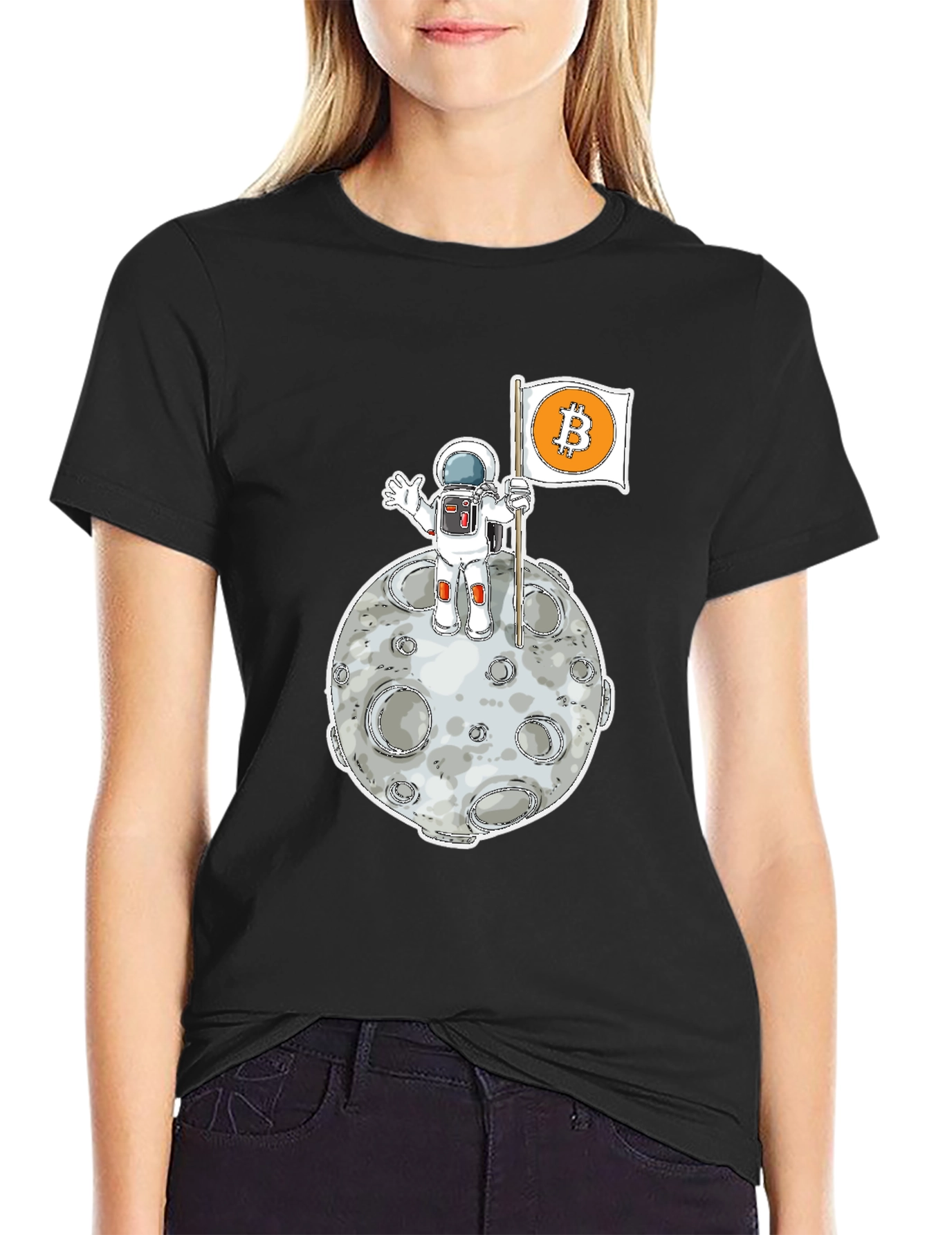 Bitcoin to the Moon Black T-Shirt