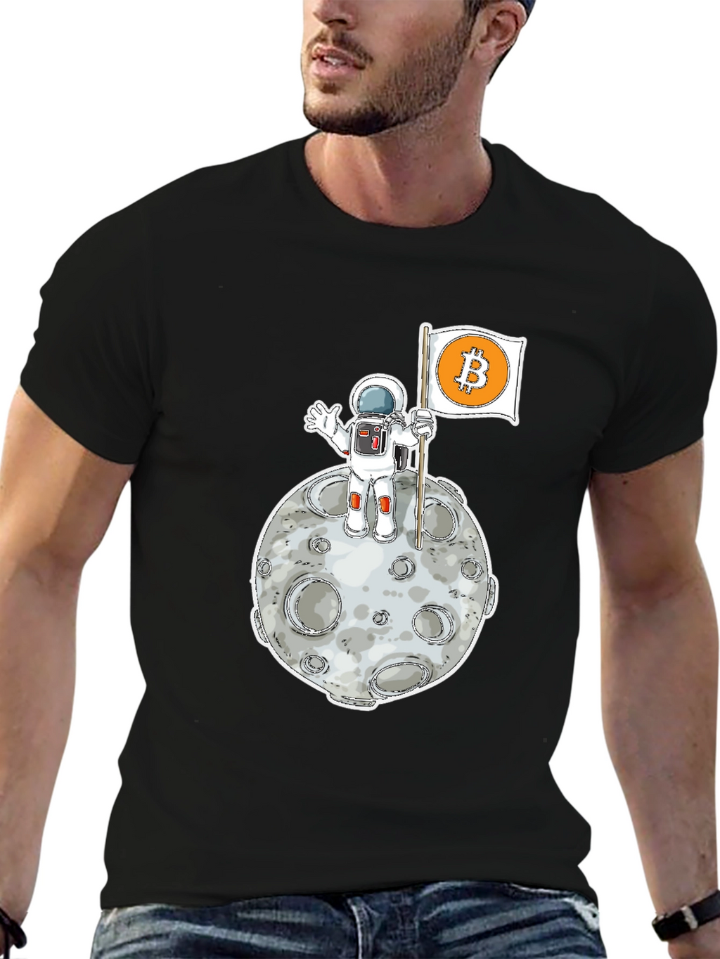 Bitcoin to the Moon Black T-Shirt