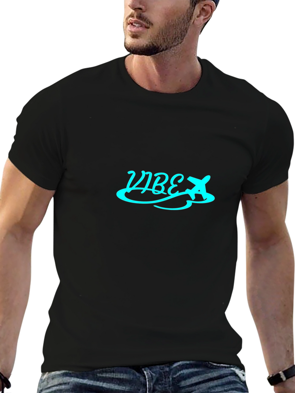 Black Vibe Airplane Graphic Tee