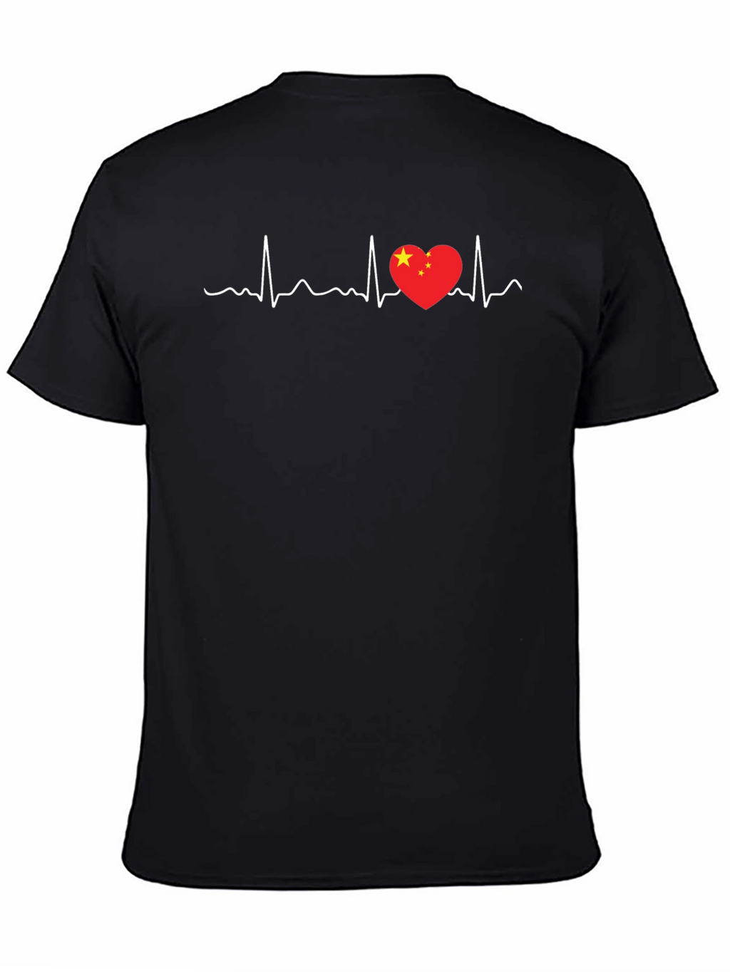 China Love Heartbeat T-Shirt - Black Graphic Tee