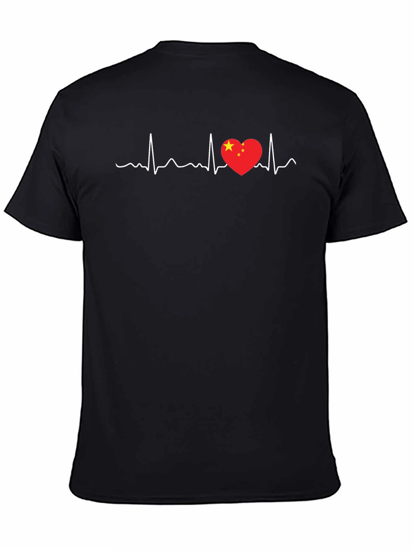 China Love Heartbeat T-Shirt - Black Graphic Tee