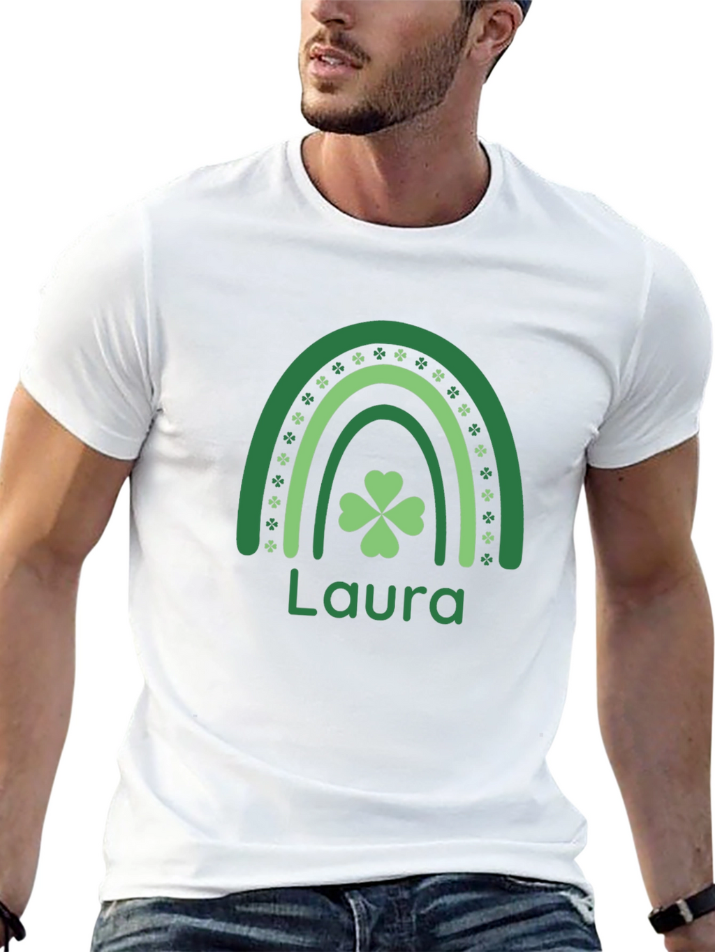 Personalized St. Patricks Day Rainbow Shamrock T-Shirt
