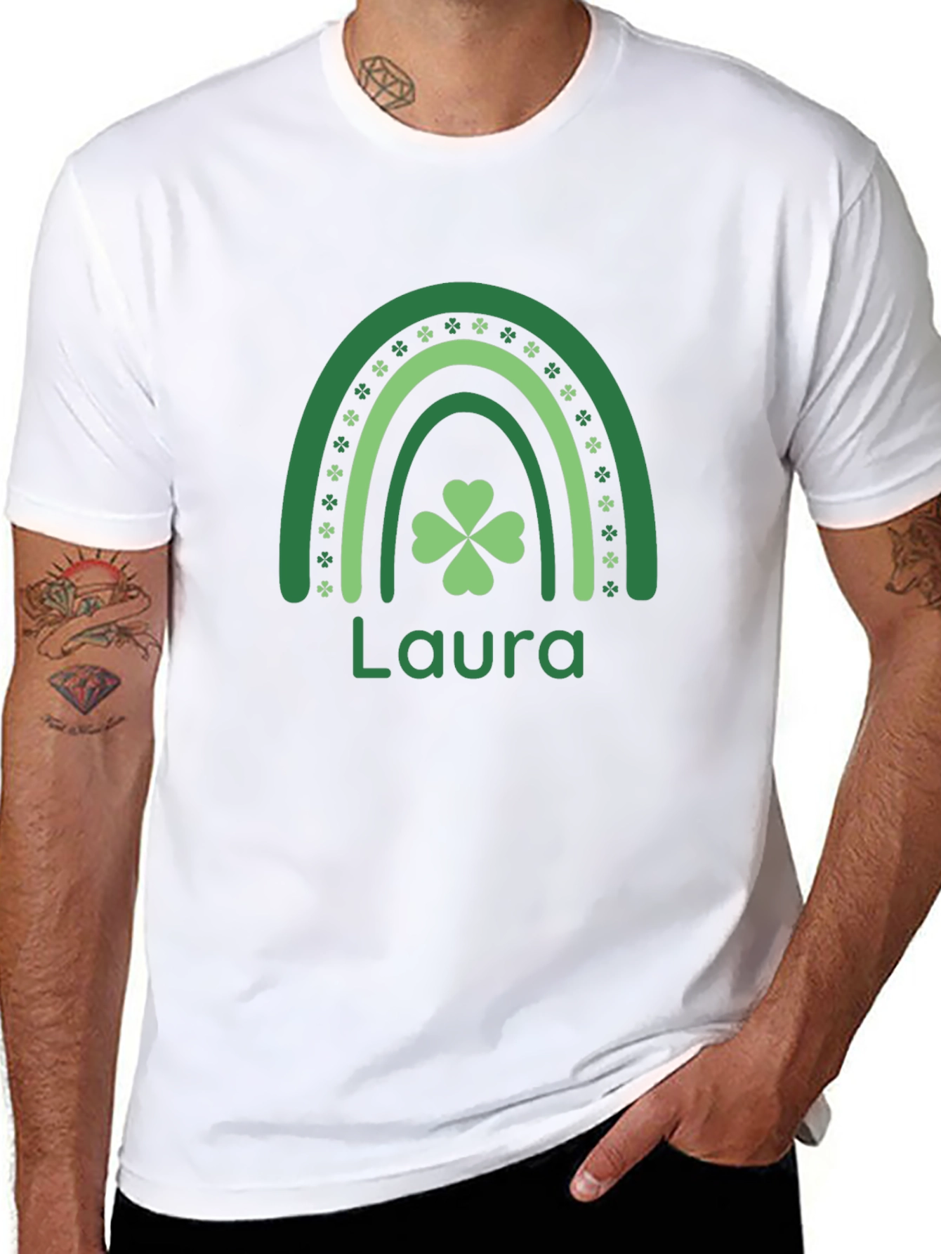Personalized St. Patricks Day Rainbow Shamrock T-Shirt