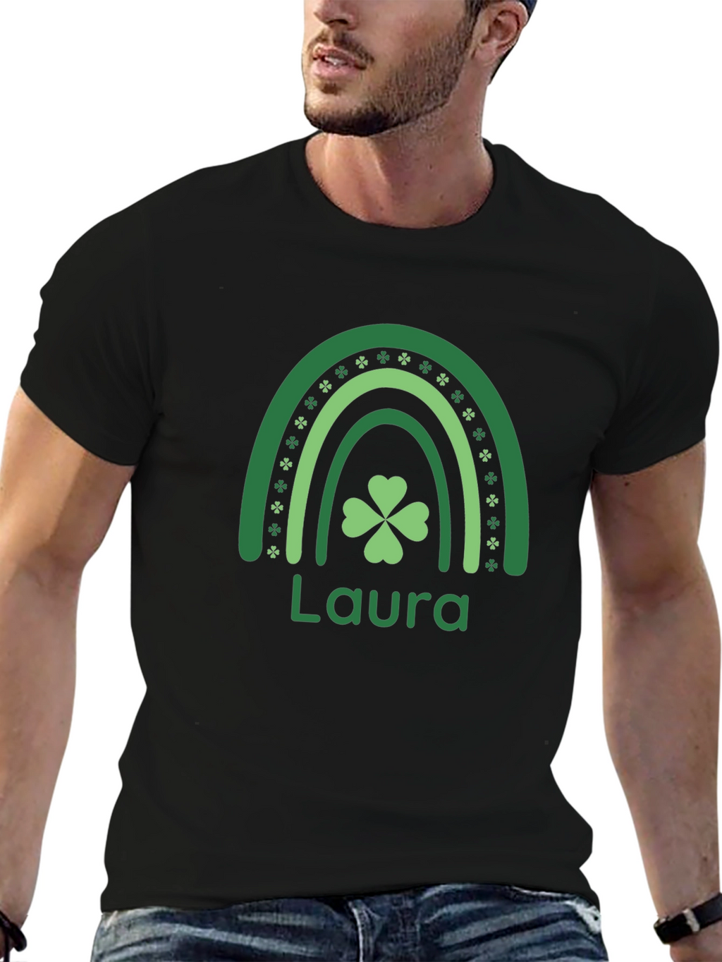 Personalized St. Patricks Day Rainbow Shamrock T-Shirt