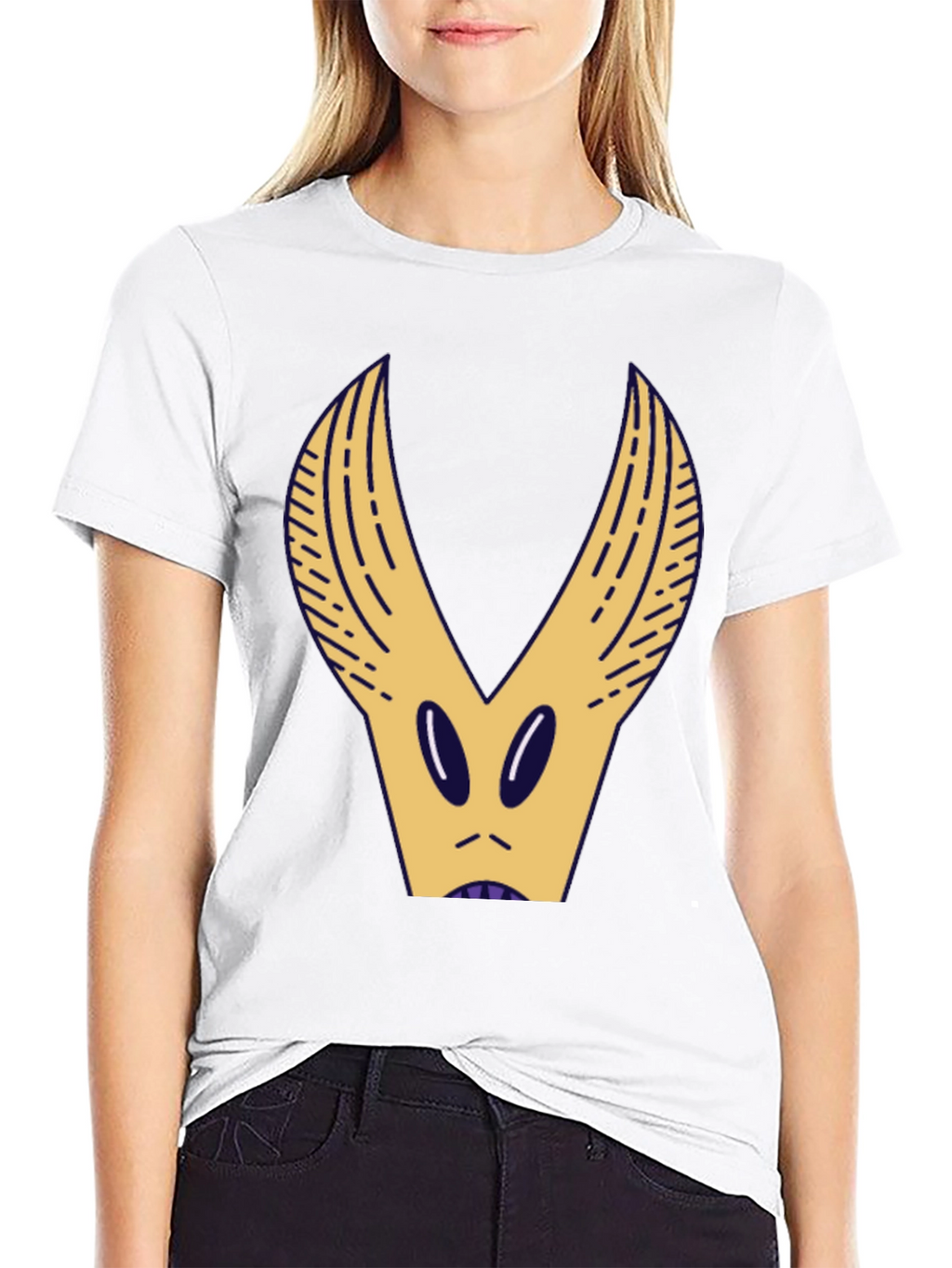 Black T-Shirt with Abstract Creature Graphic