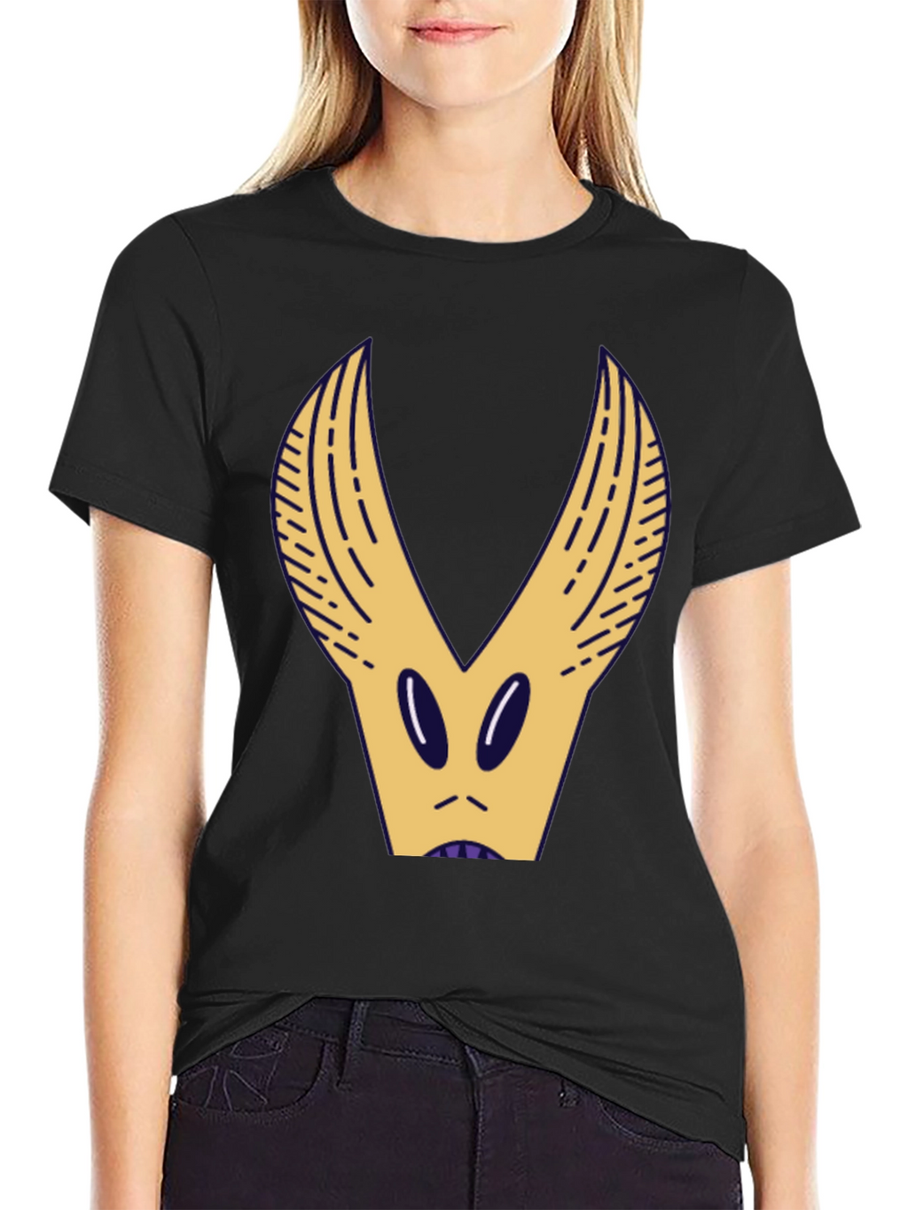 Black T-Shirt with Abstract Creature Graphic
