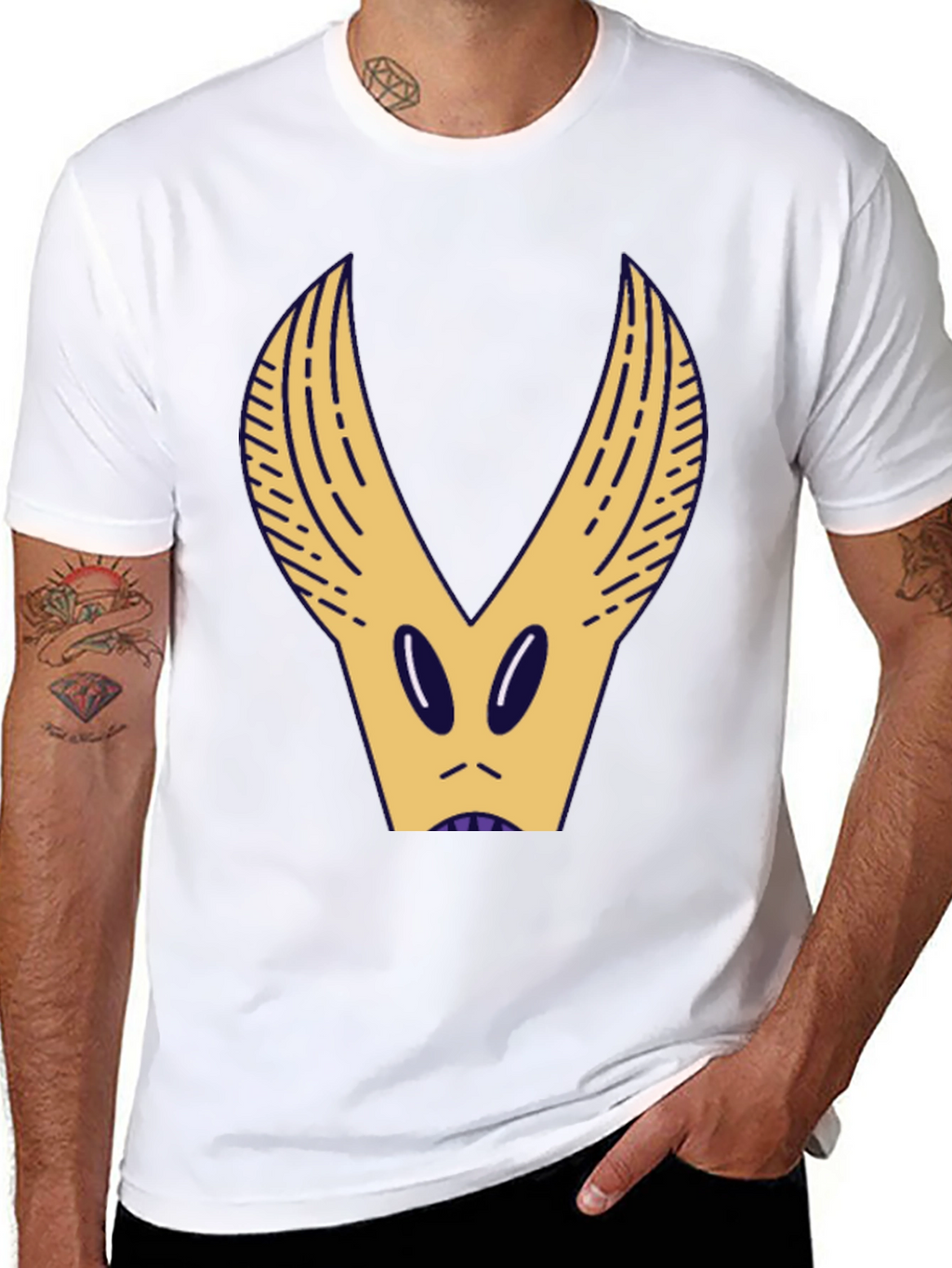 Black T-Shirt with Abstract Creature Graphic