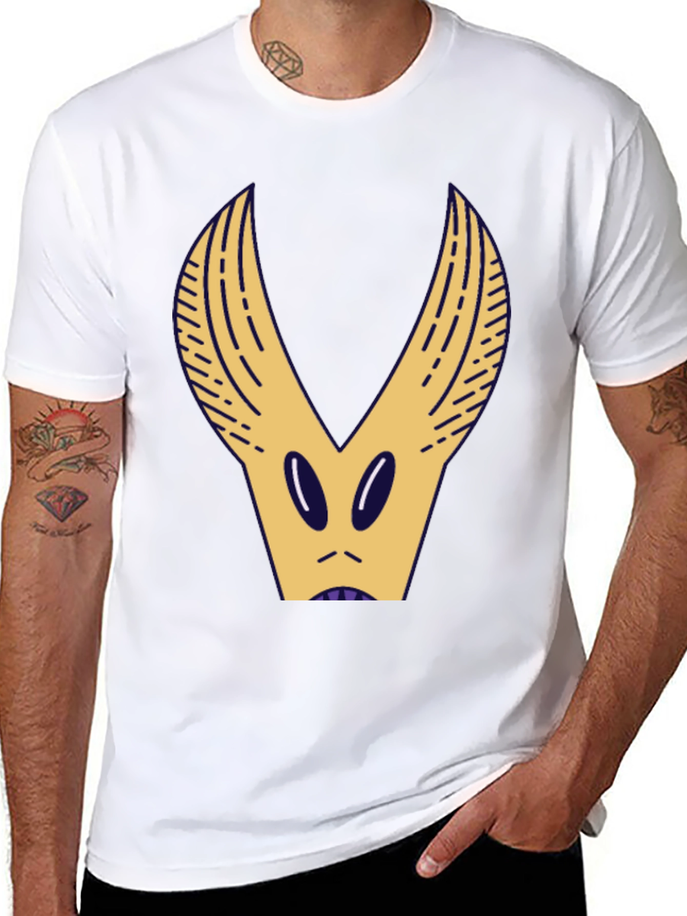 Black T-Shirt with Abstract Creature Graphic