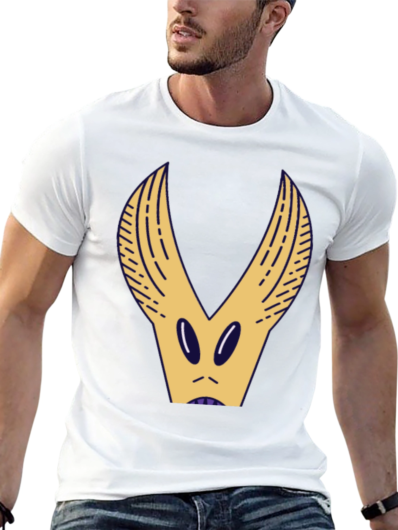 Black T-Shirt with Abstract Creature Graphic