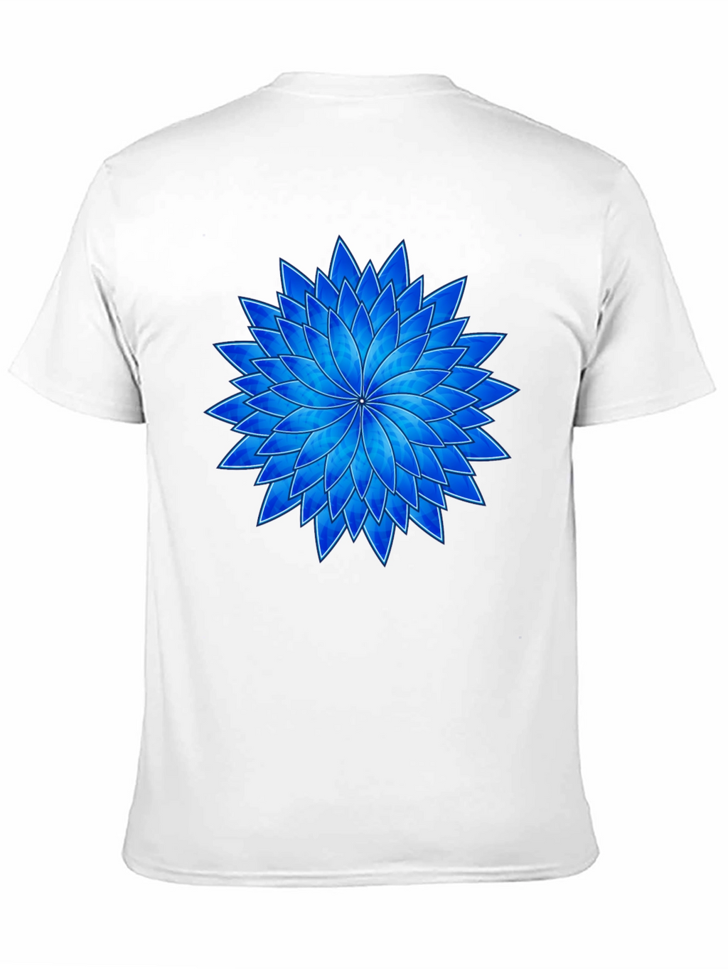 Blue Flower Graphic Black T-Shirt