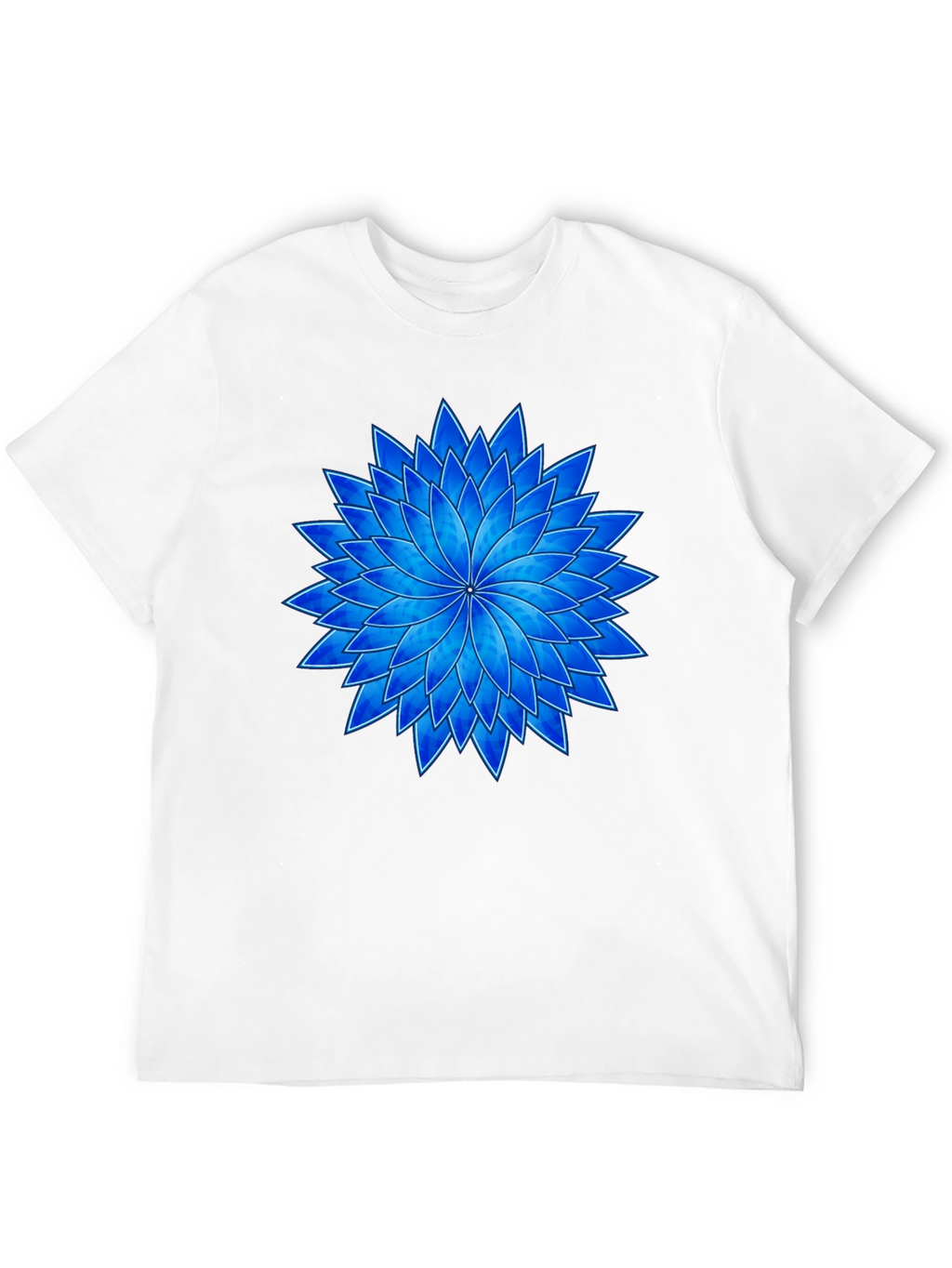 Blue Flower Graphic Black T-Shirt