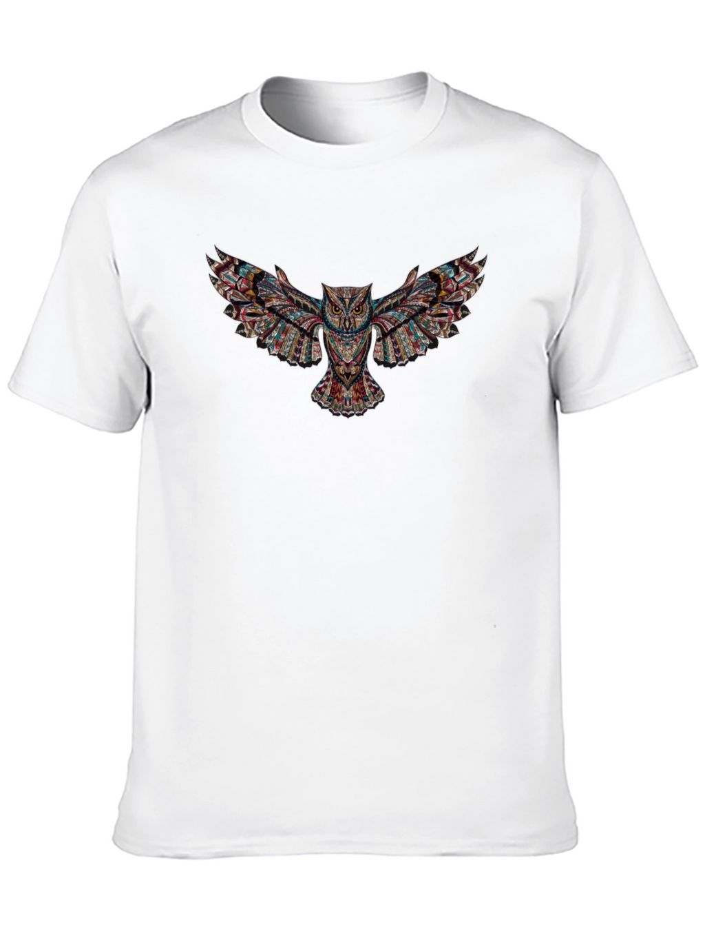 Abstract Owl Graphic Print Black T-Shirt