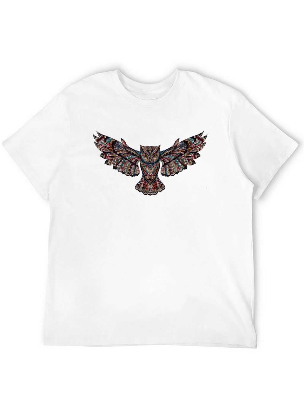 Abstract Owl Graphic Print Black T-Shirt