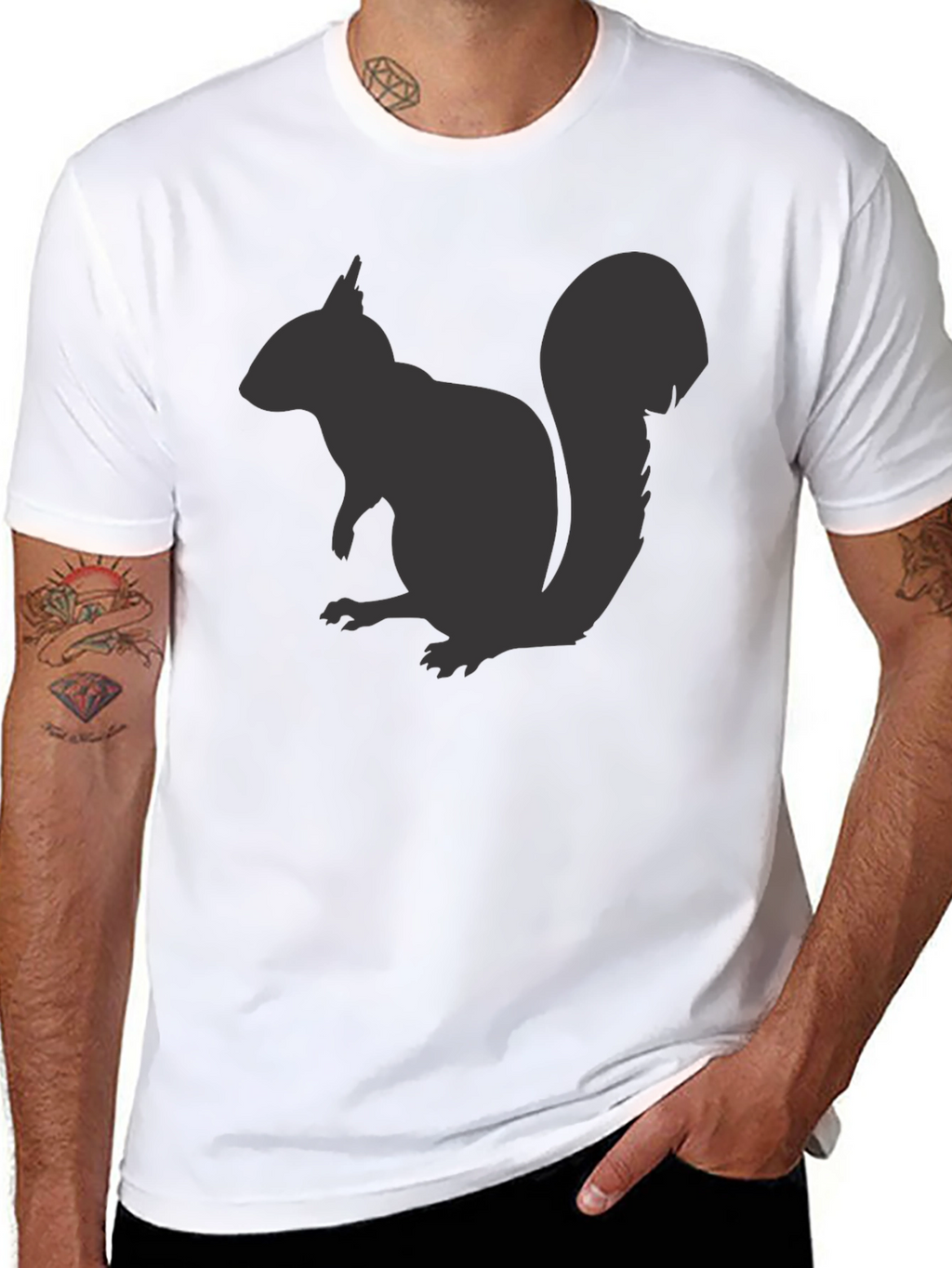 Squirrel Graphic Tee - Mens Black Cotton T-Shirt