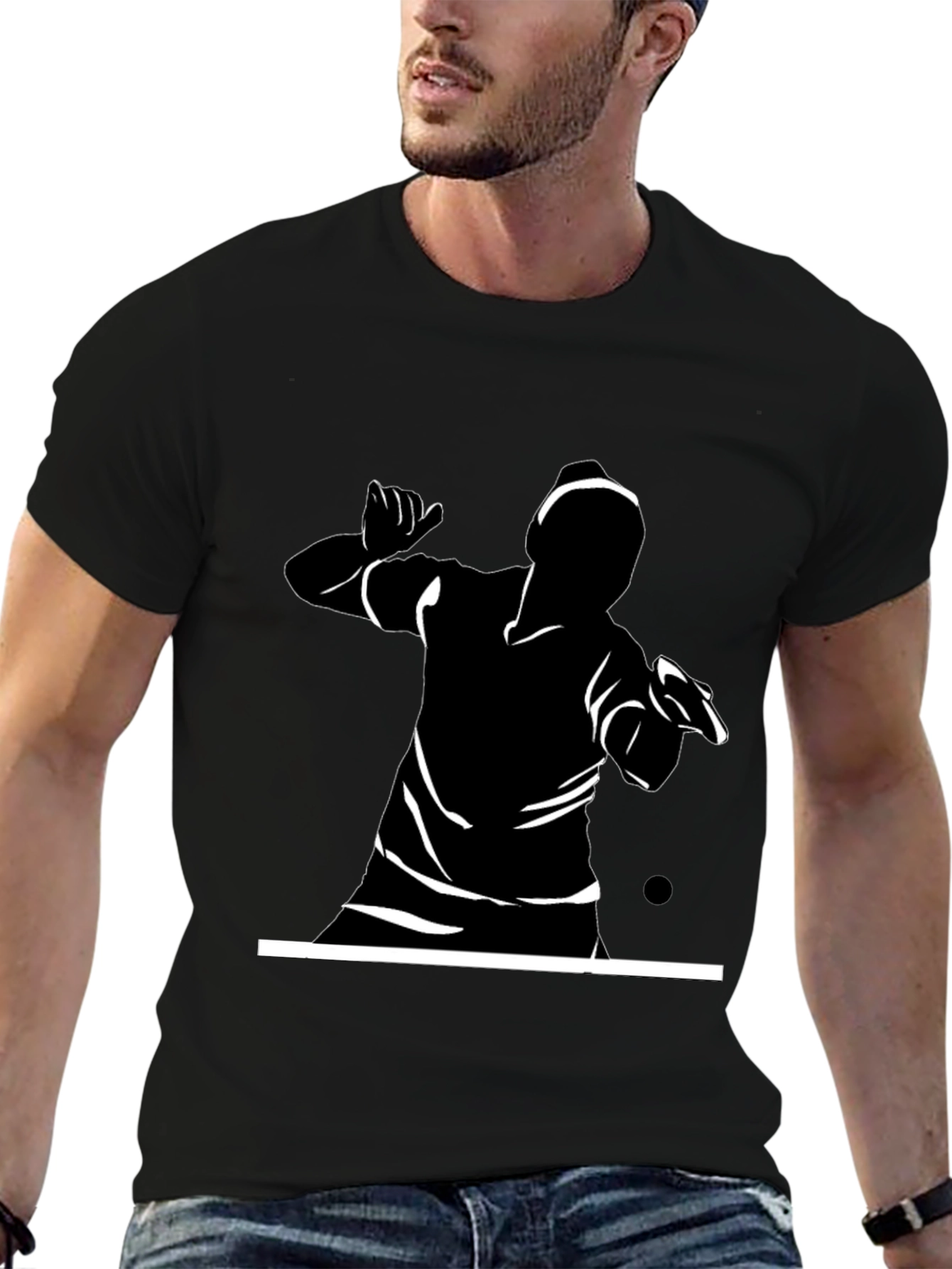 Black Graphic Tee - Action Silhouette