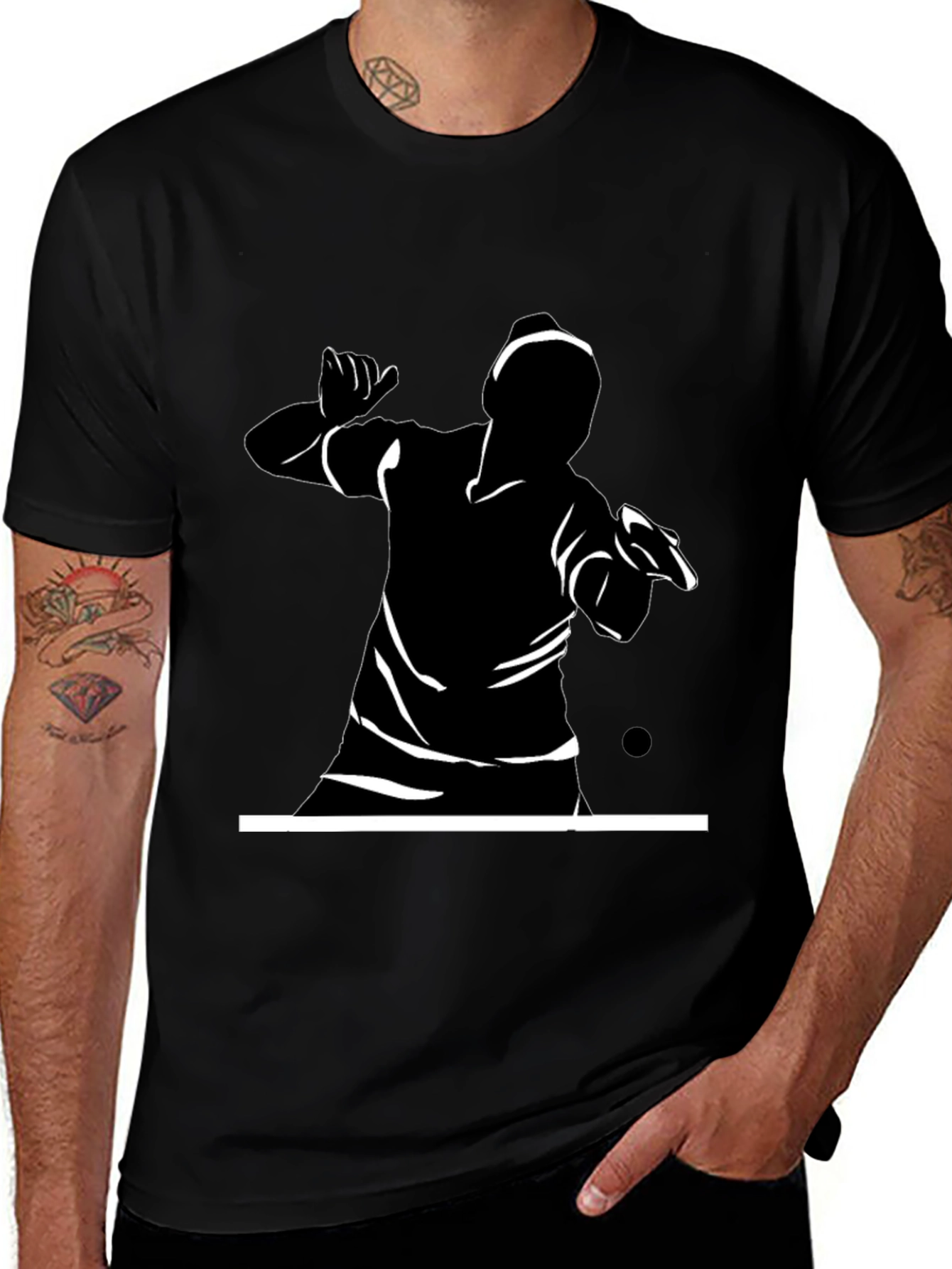 Black Graphic Tee - Action Silhouette