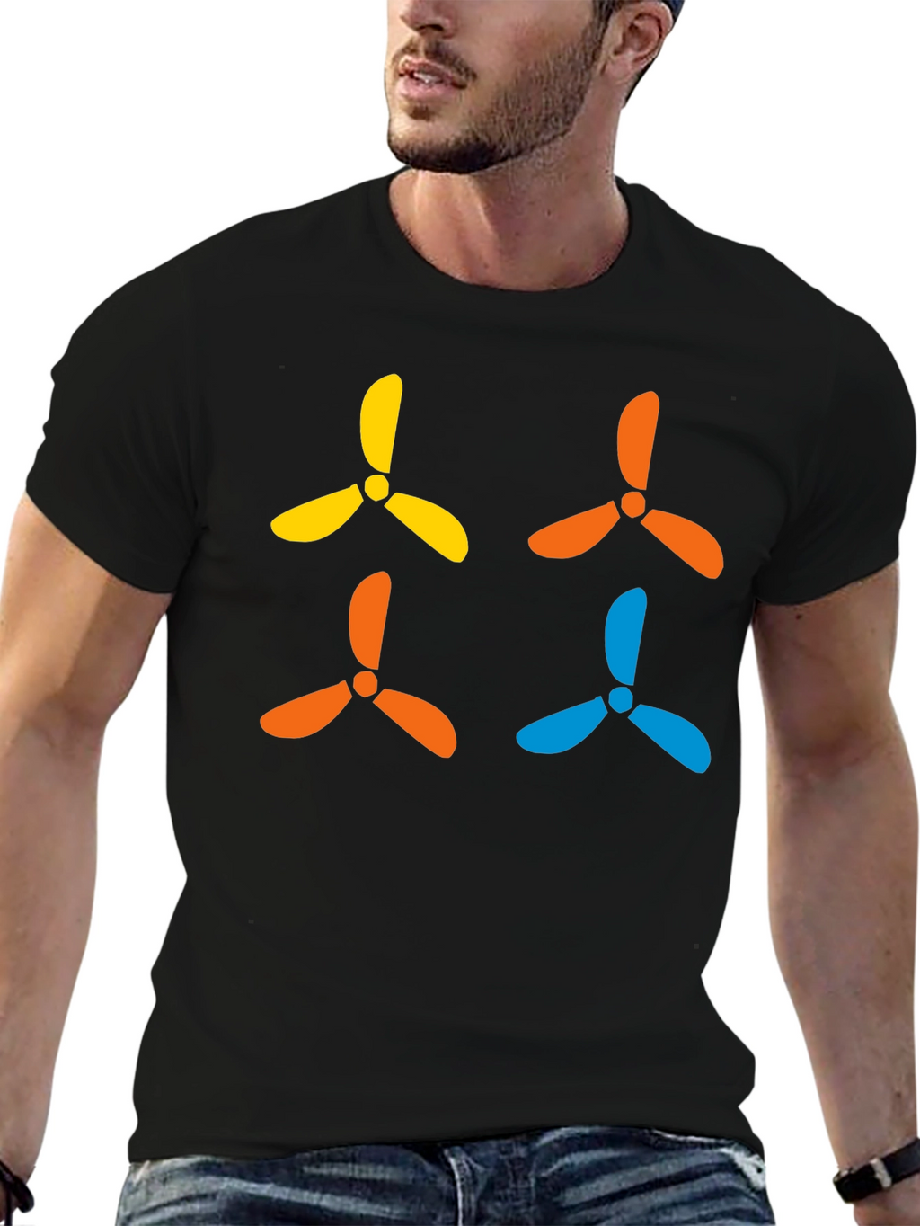 Funky Propeller T-Shirt - Black Cotton Tee