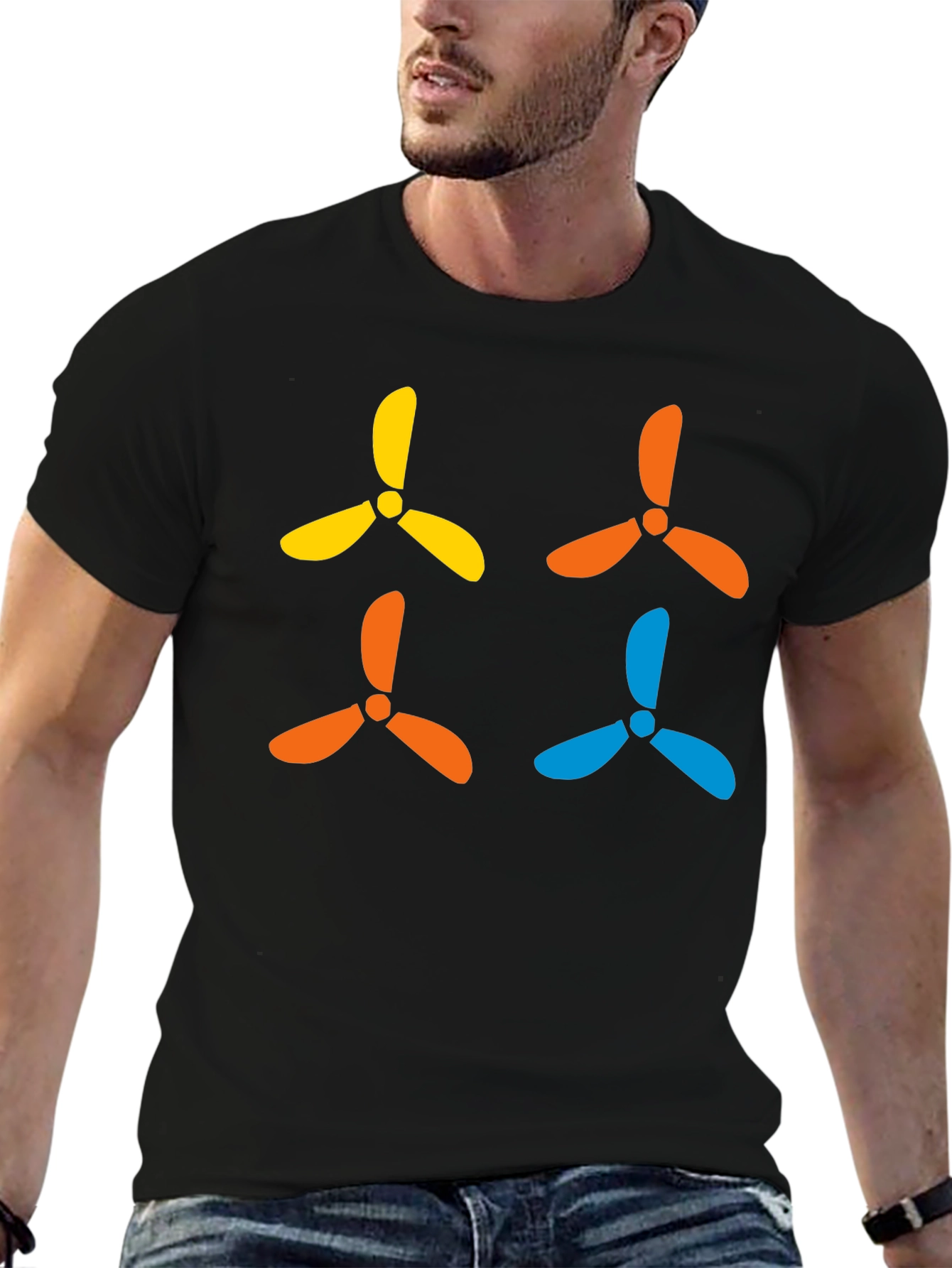 Funky Propeller T-Shirt - Black Cotton Tee