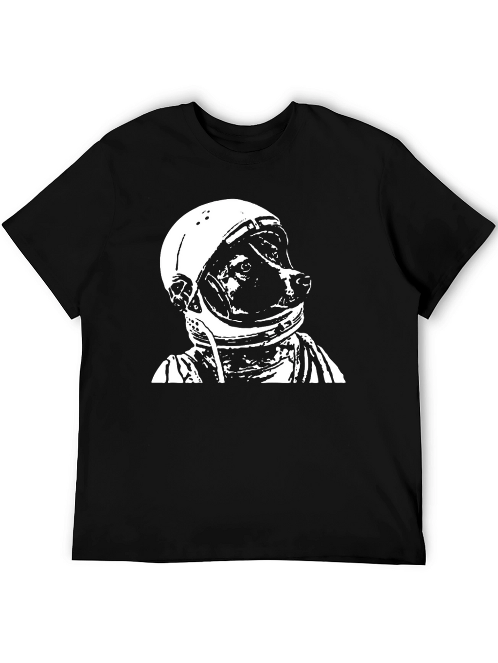 Dog Astronaut Graphic Black T-Shirt