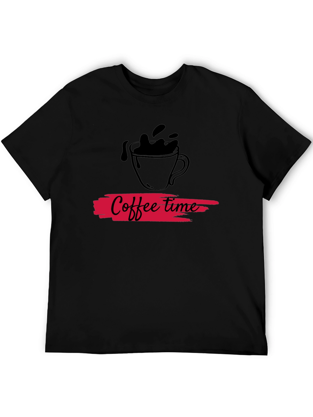 Coffee Time Graphic Tee - Black Cotton Casual T-Shirt