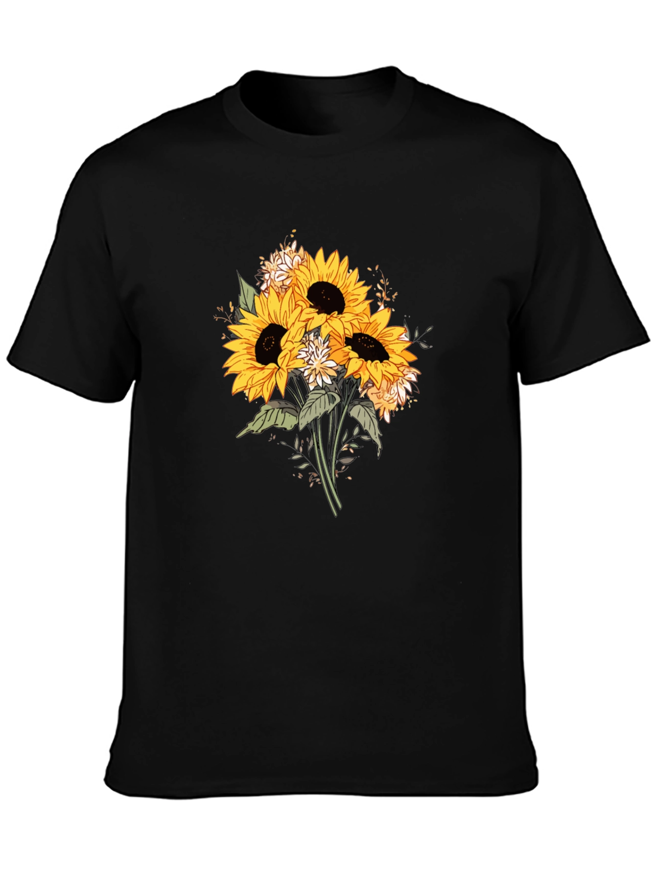 Sunflower Bouquet Graphic T-Shirt - Black