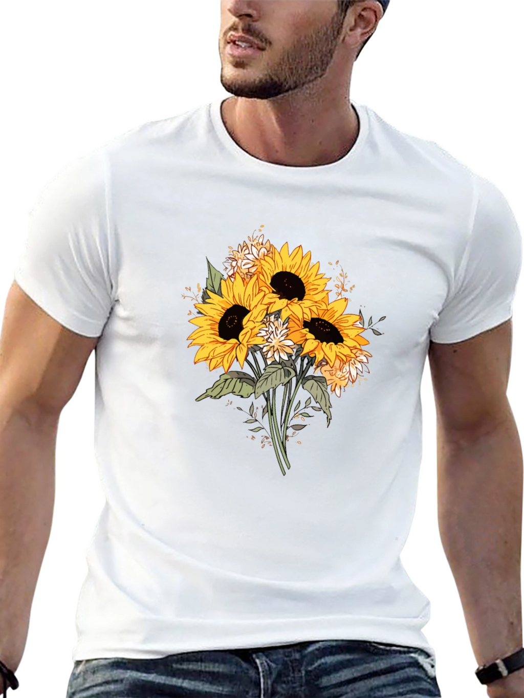 Sunflower Bouquet Graphic T-Shirt - Black
