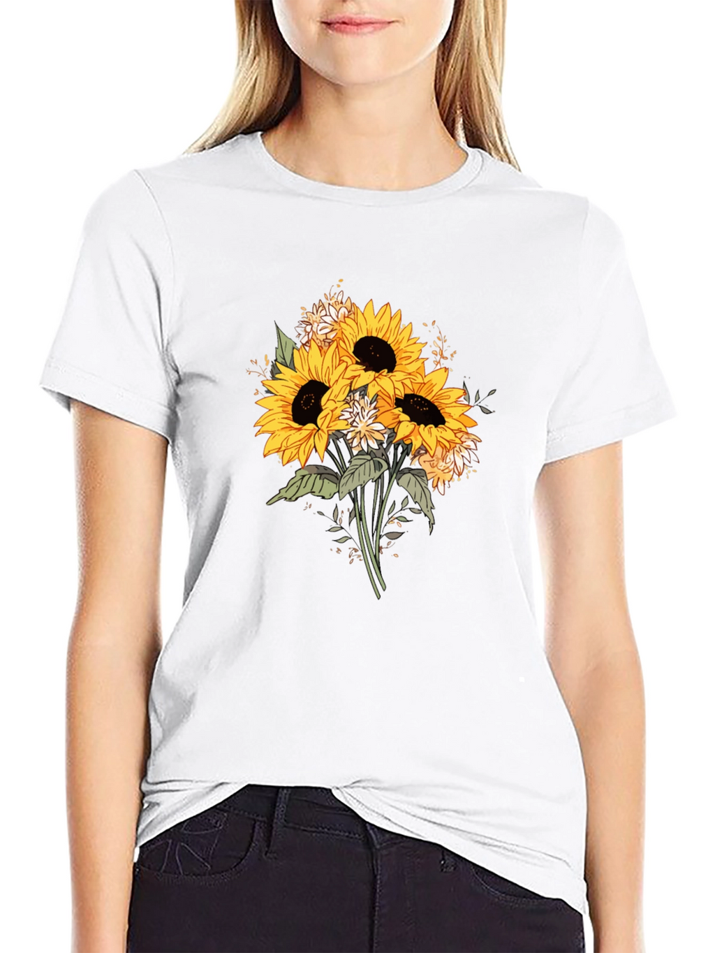 Sunflower Bouquet Graphic T-Shirt - Black
