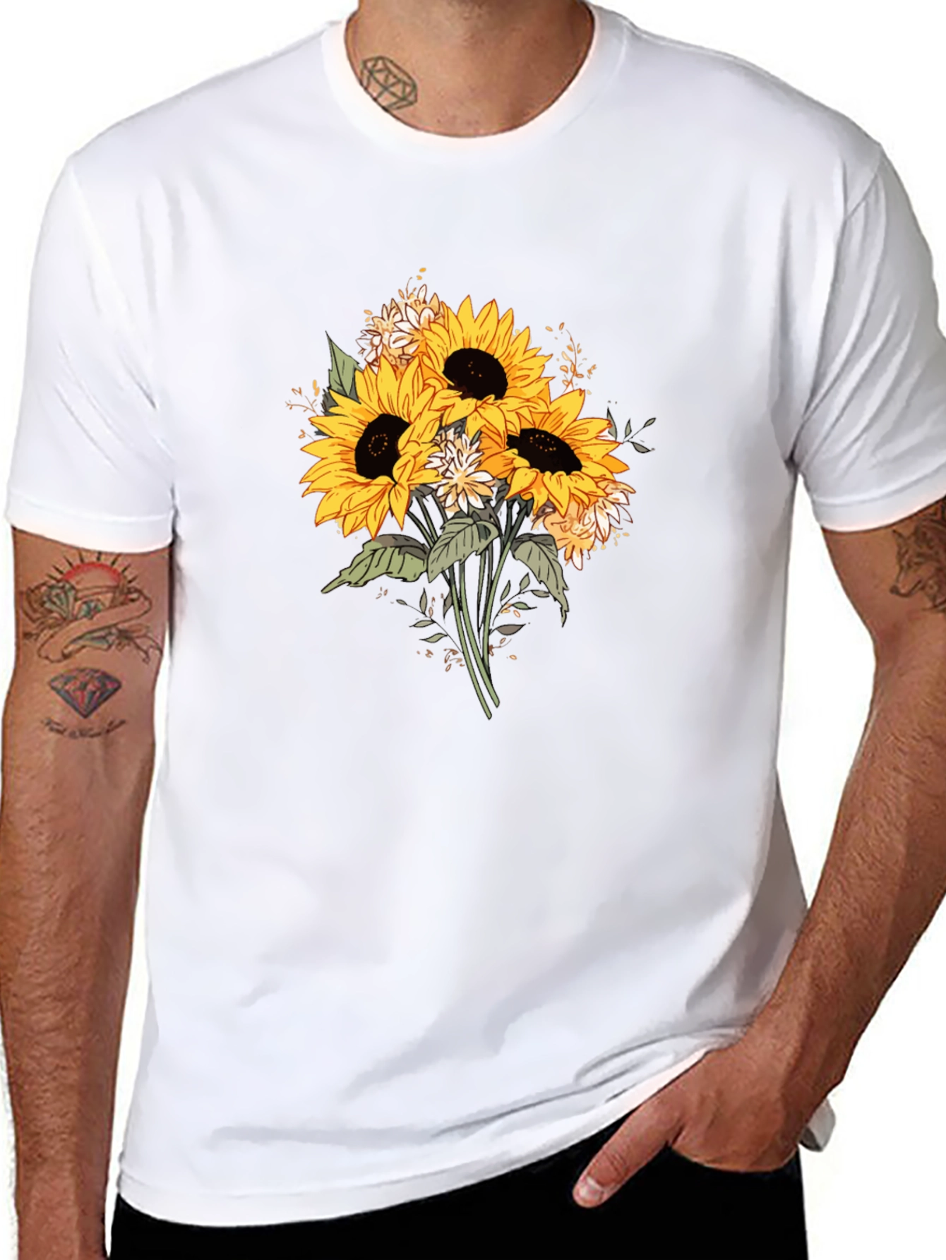 Sunflower Bouquet Graphic T-Shirt - Black