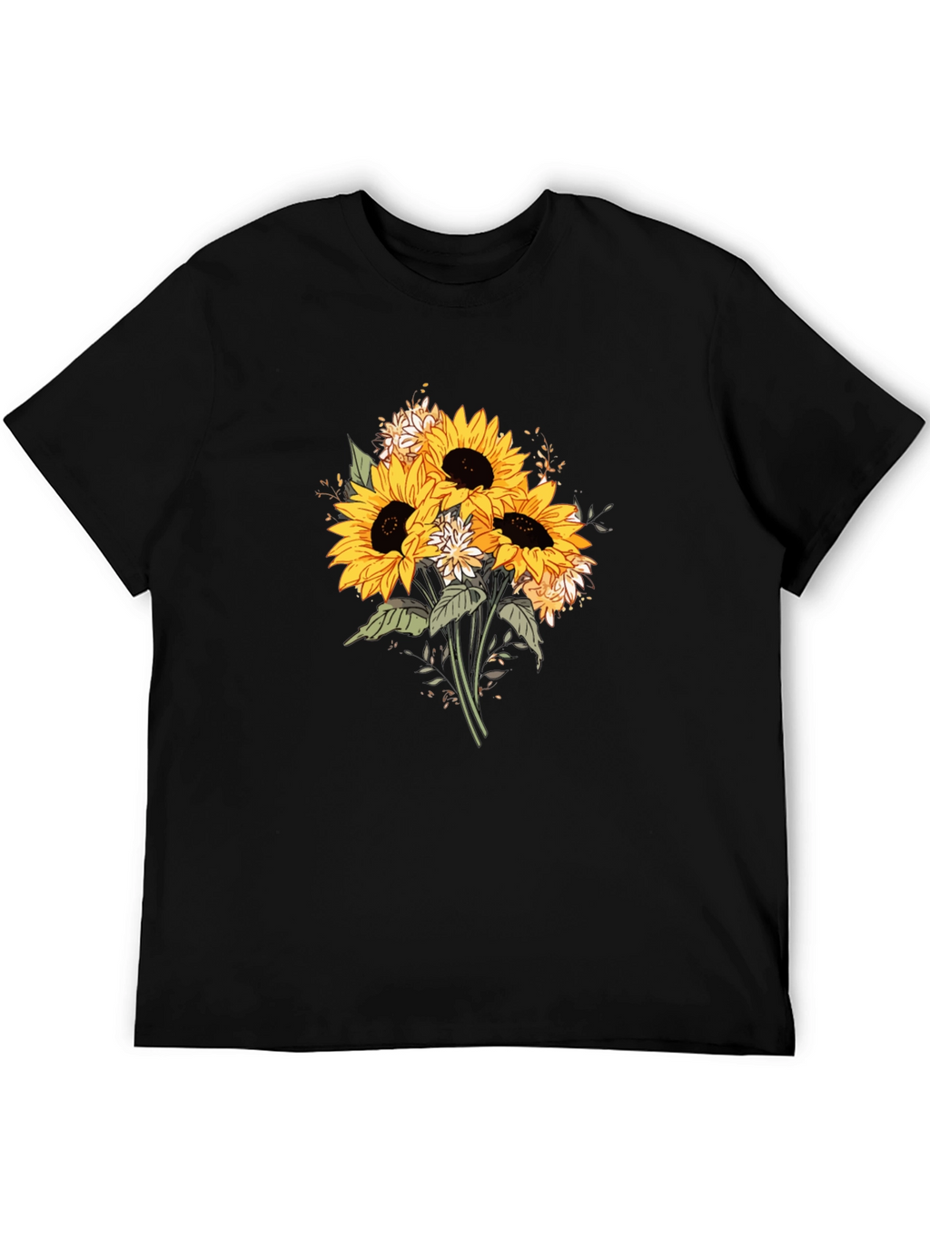 Sunflower Bouquet Graphic T-Shirt - Black