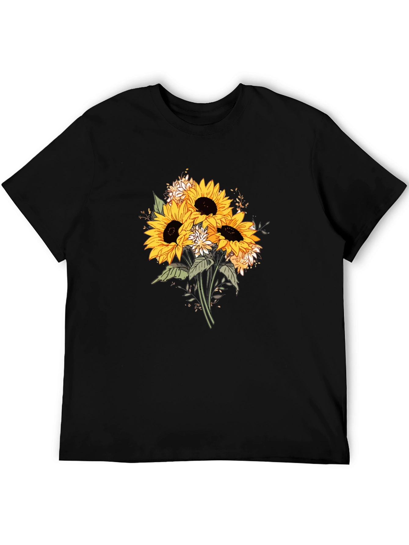Sunflower Bouquet Graphic T-Shirt - Black