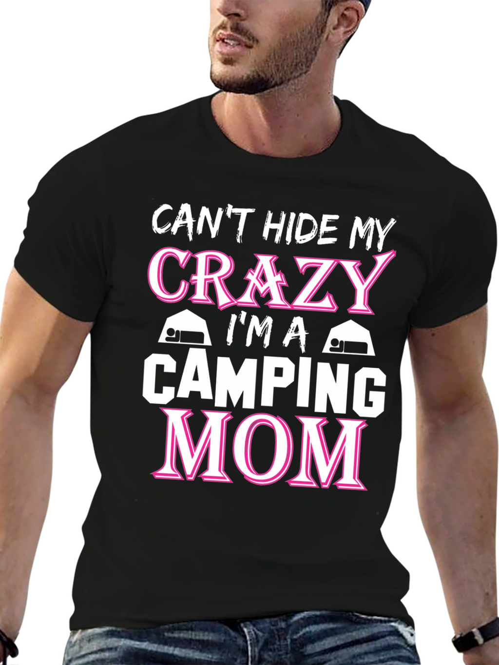 Crazy Camping Mom T-Shirt - Black