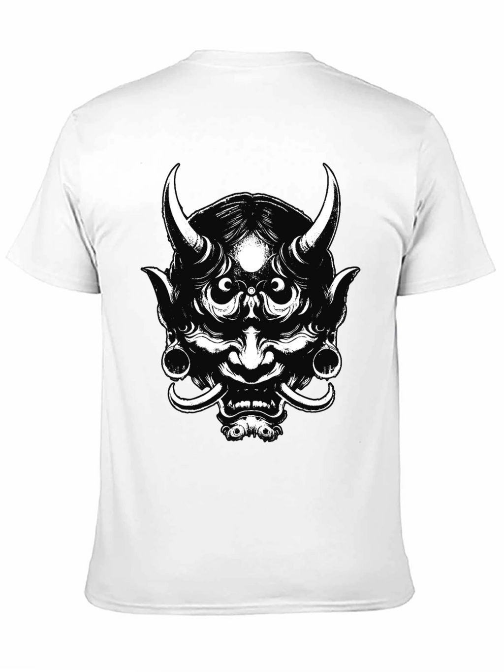 Mens Black Graphic Tee - Oni Mask Design
