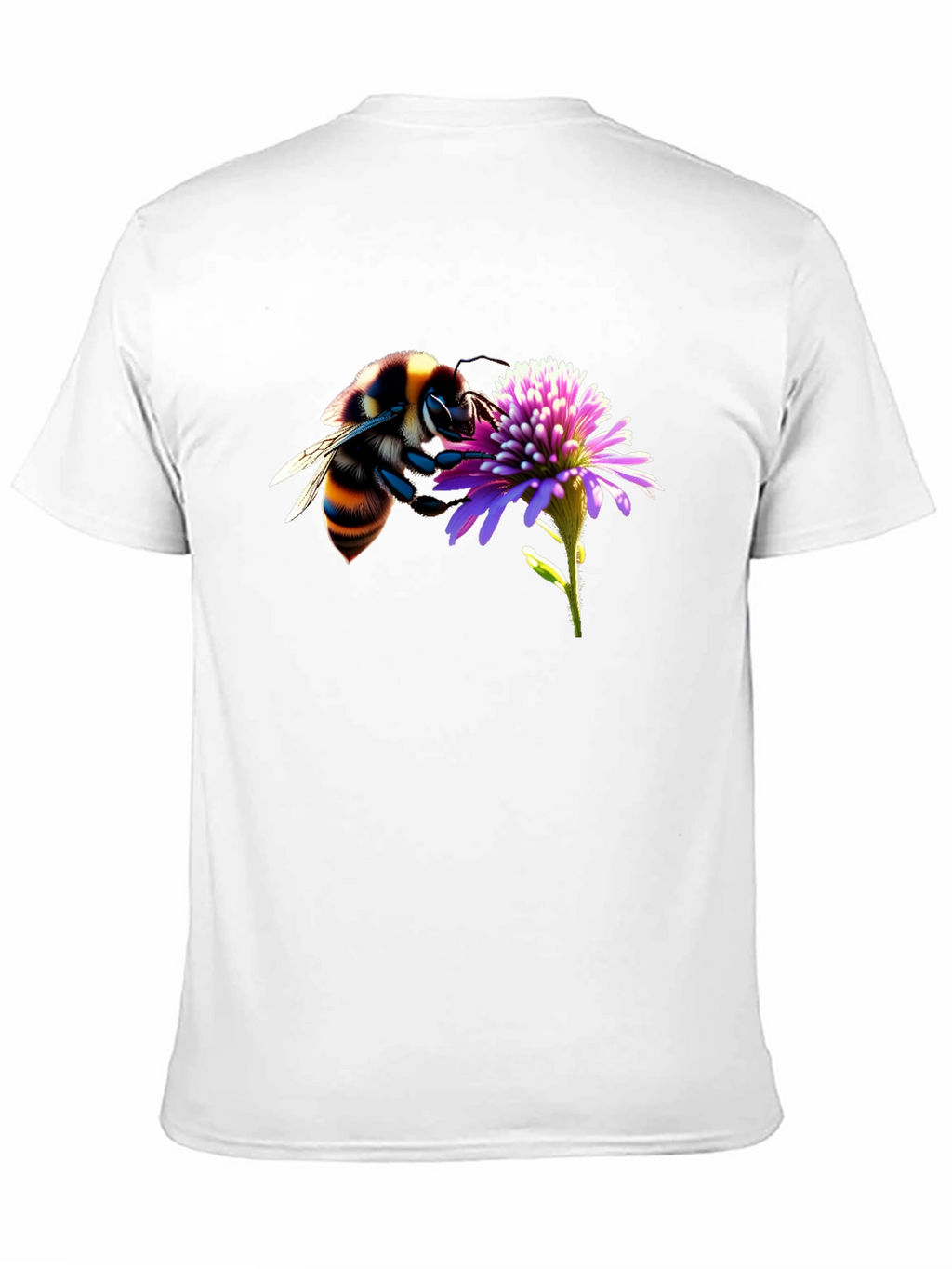 Bee on Flower Graphic Tee - Black Cotton T-Shirt