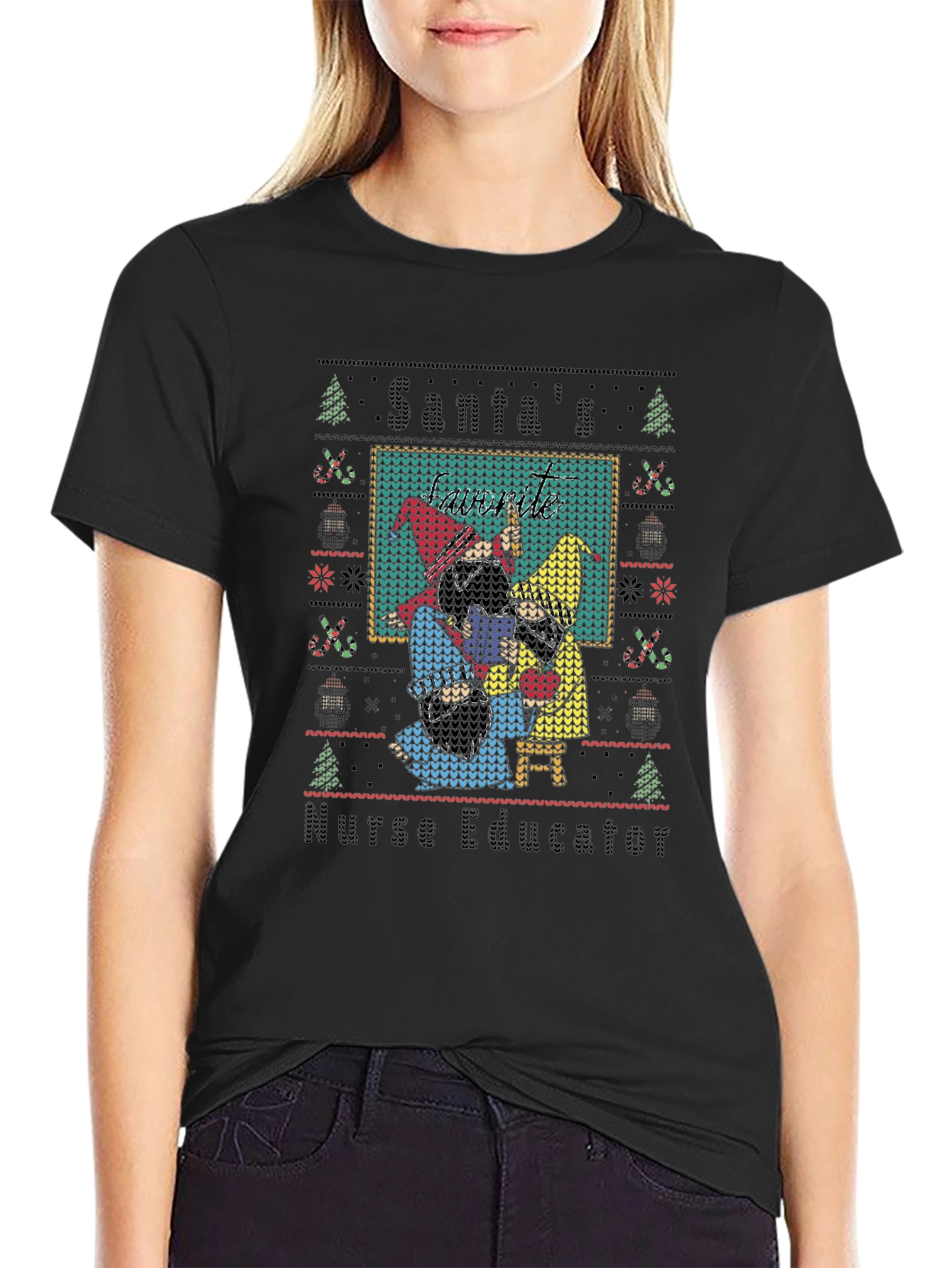 Santas Nurse Educator Ugly Christmas Sweater T-Shirt