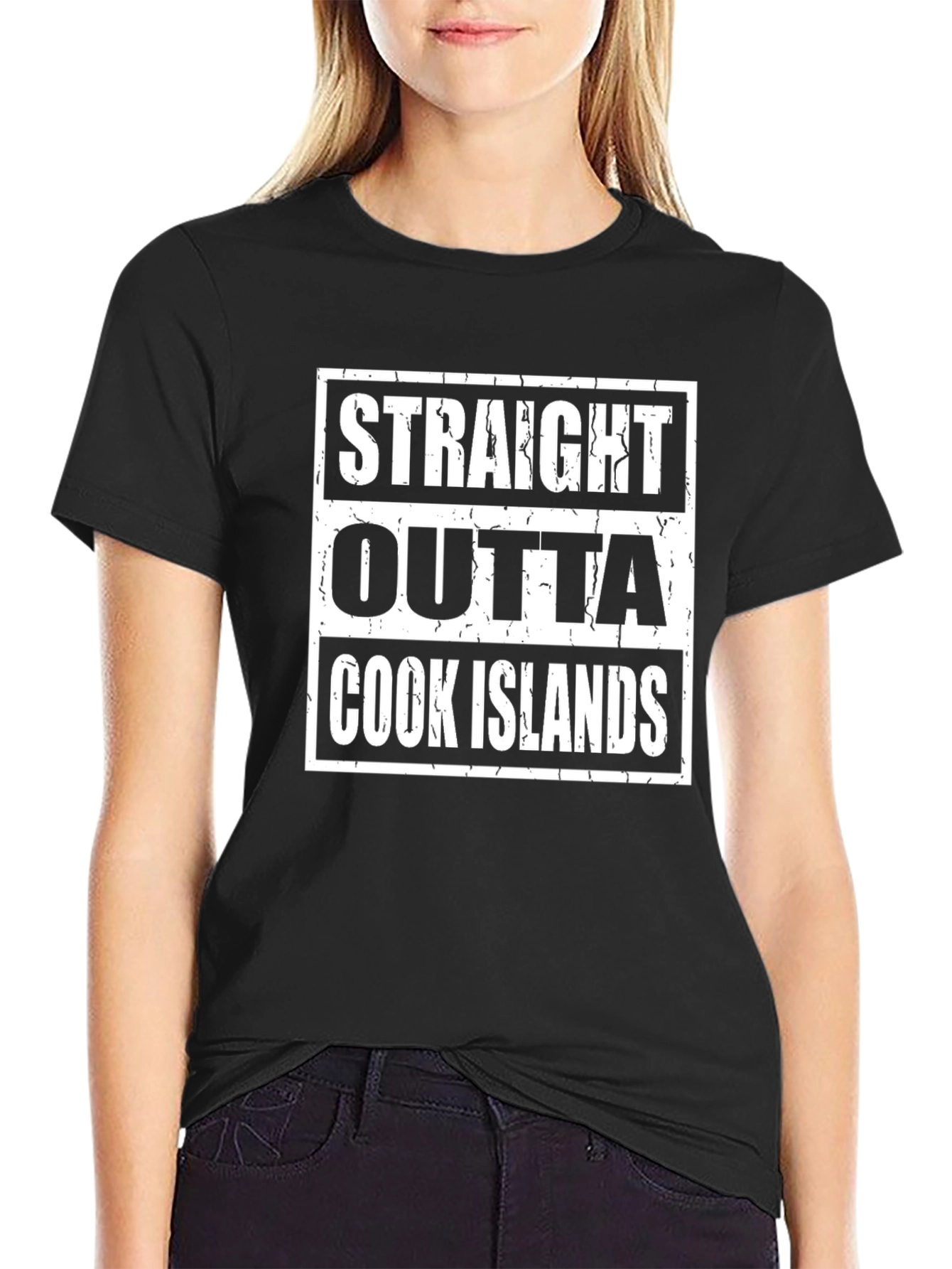 Straight Outta Cook Islands Black T-Shirt