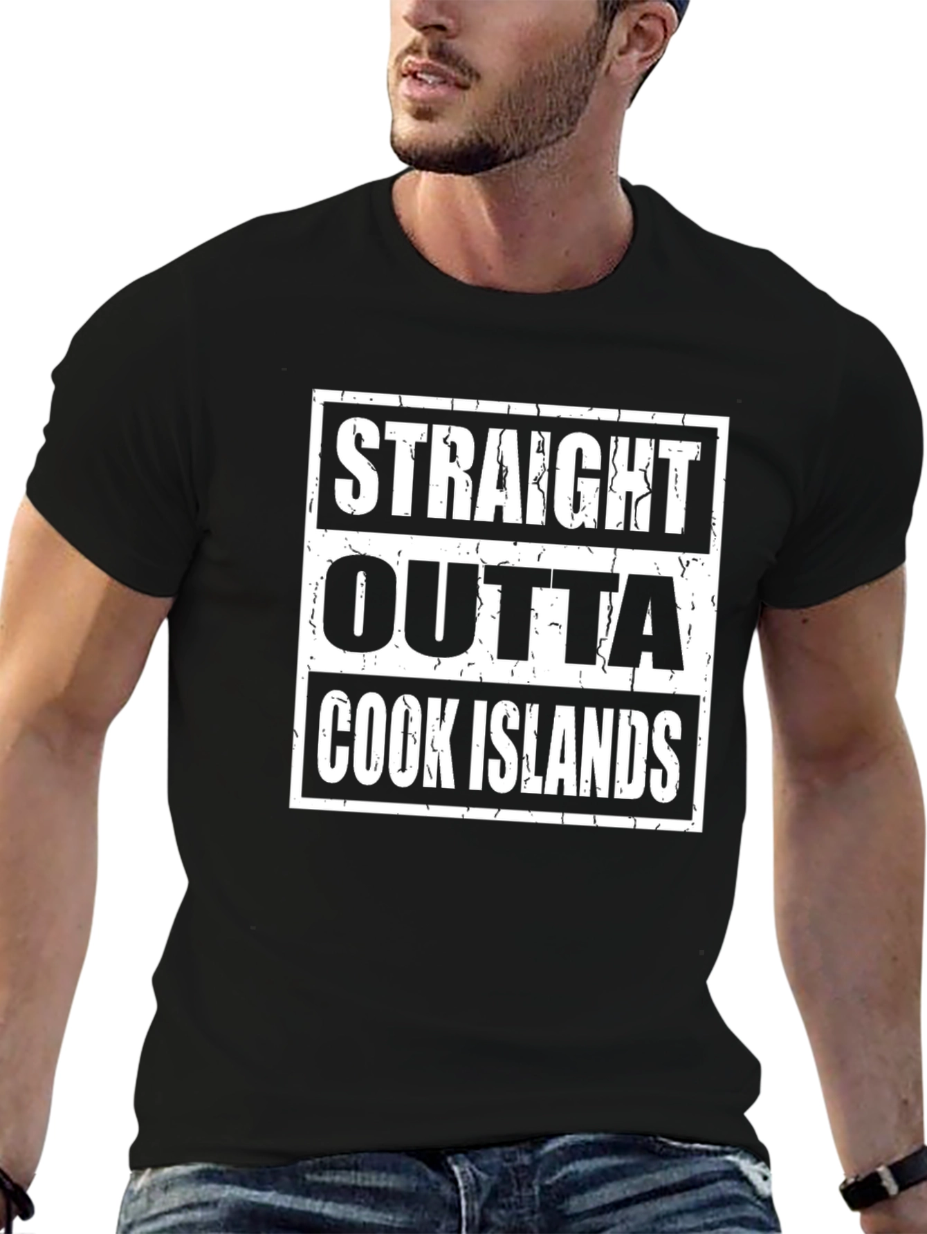 Straight Outta Cook Islands Black T-Shirt