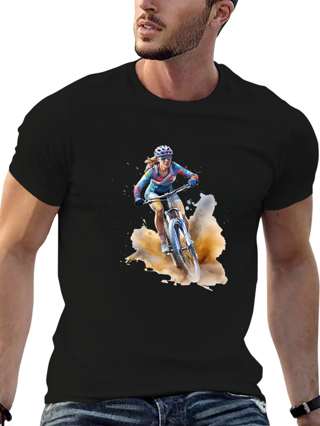 Mountain Biker T-Shirt - Black Cotton Tee