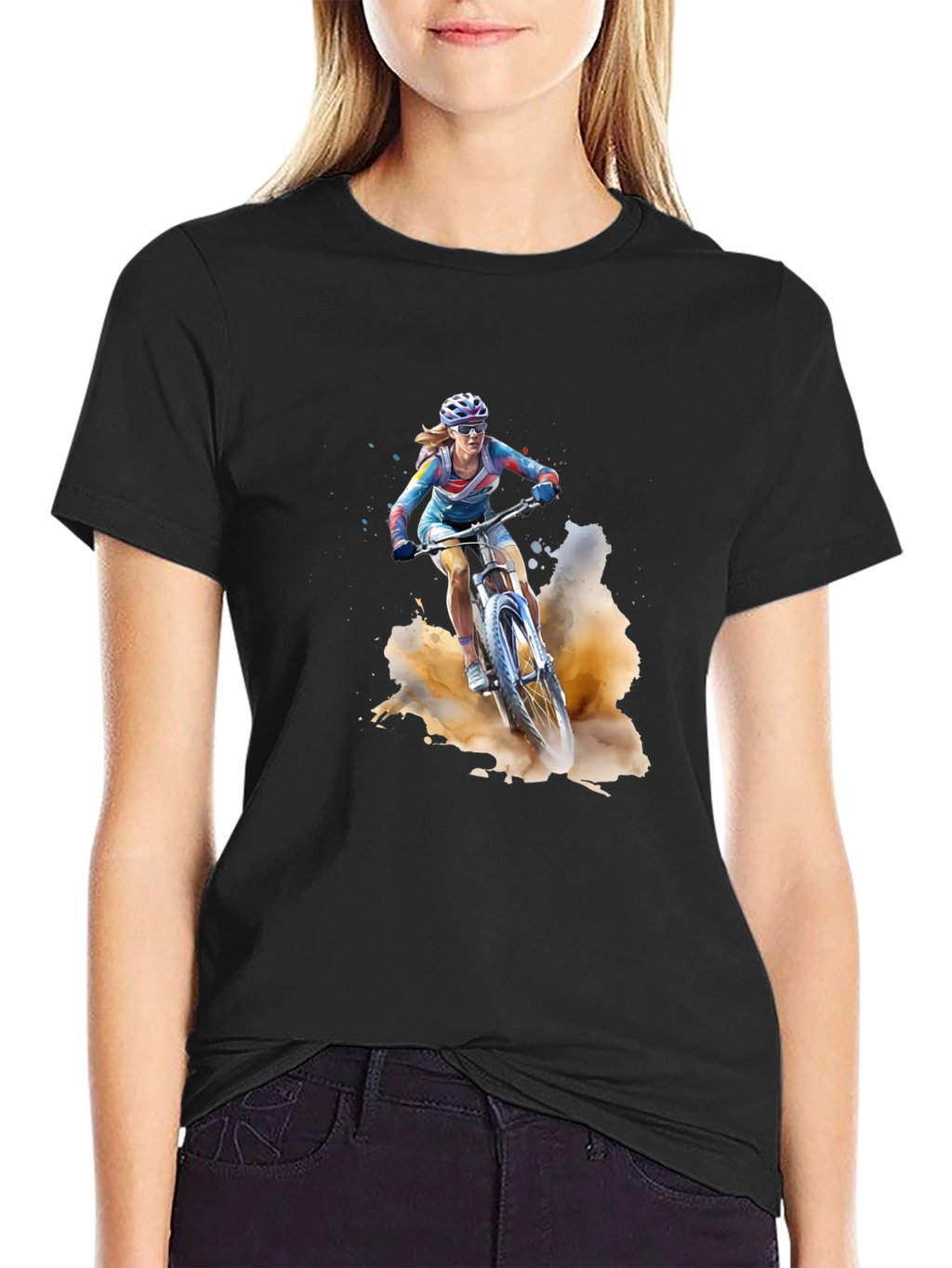 Mountain Biker T-Shirt - Black Cotton Tee