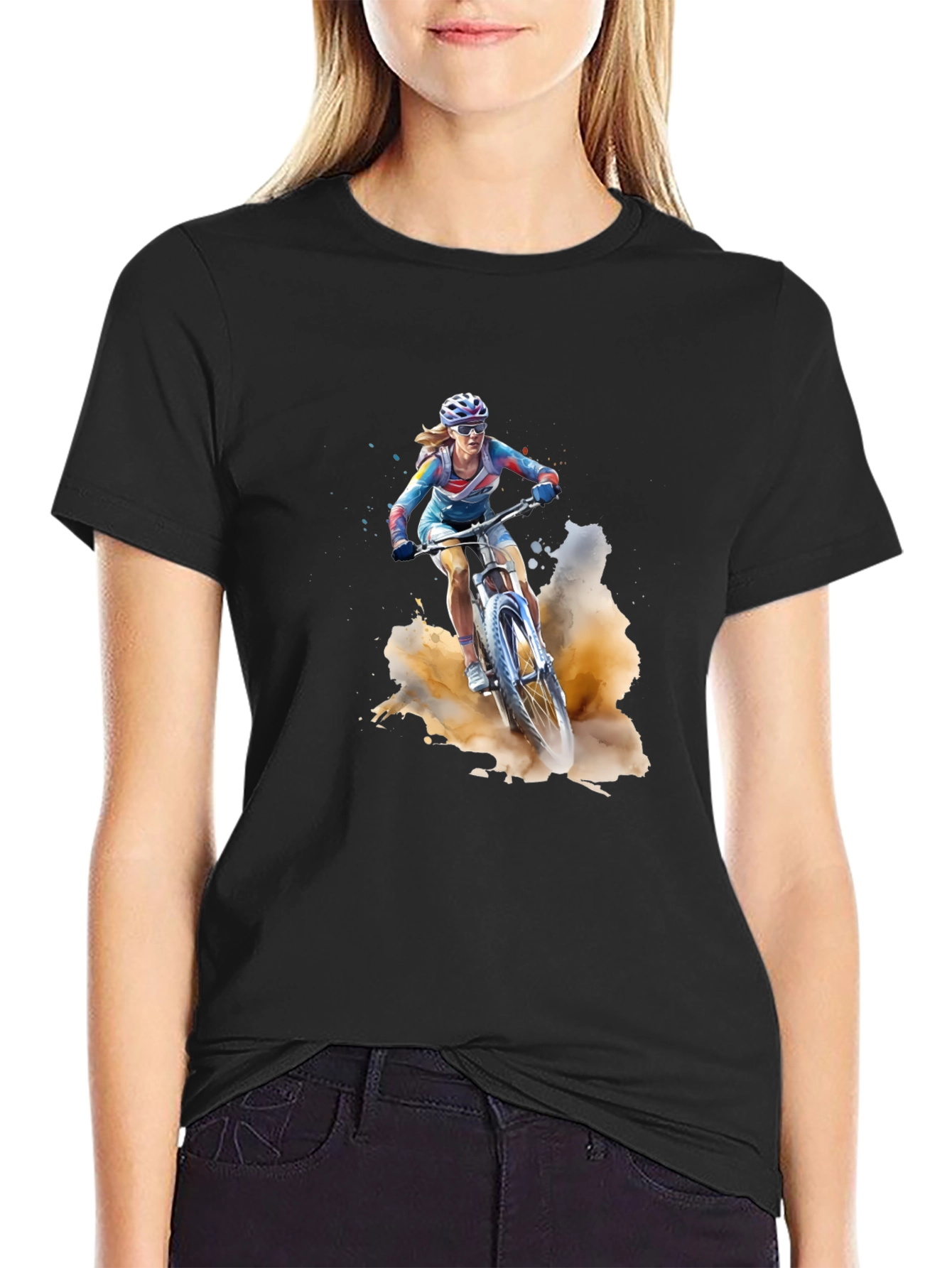 Mountain Biker T-Shirt - Black Cotton Tee