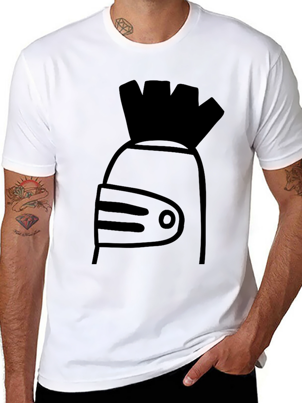 Abstract Knight Helmet Graphic Tee - Black