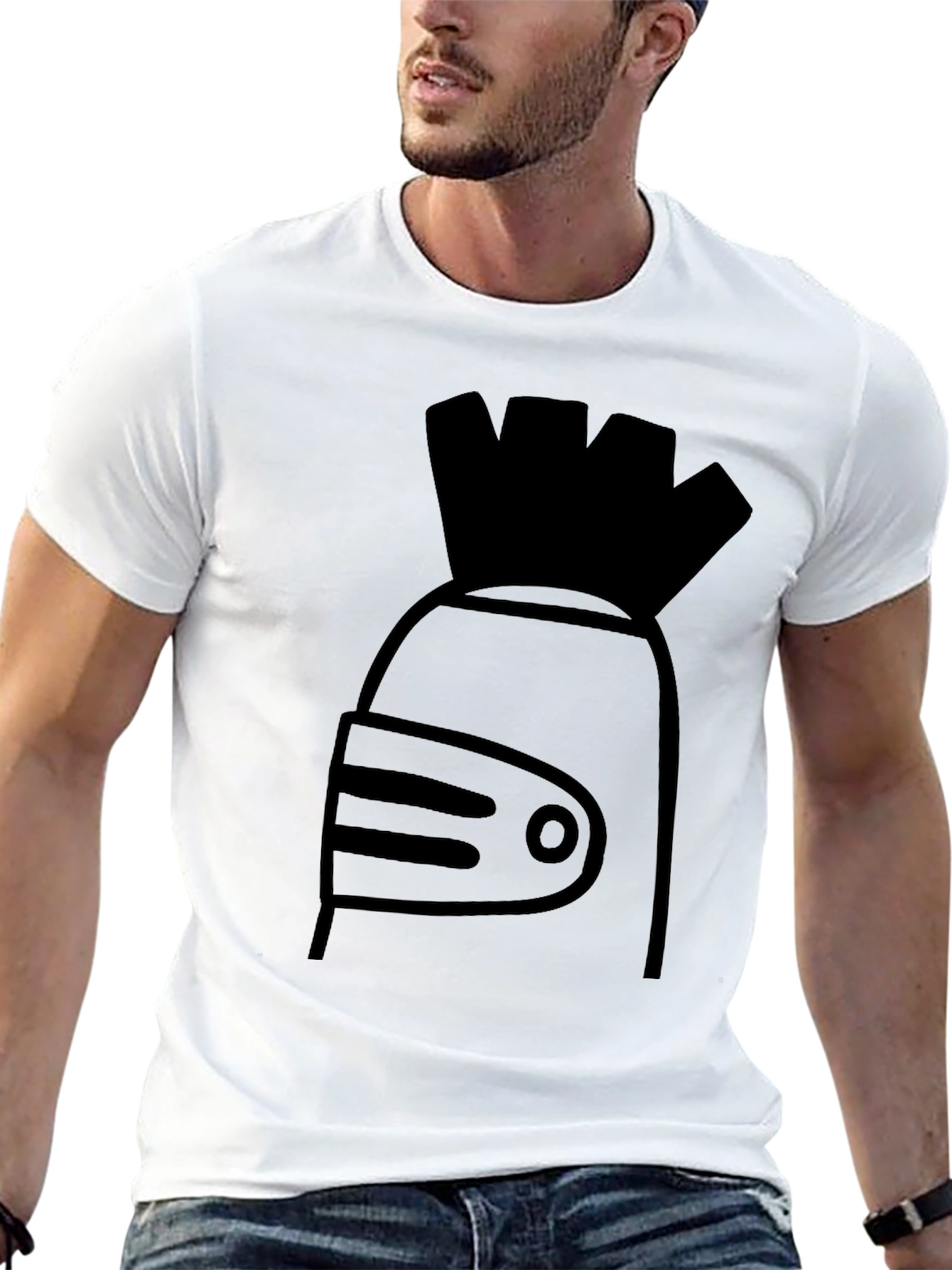 Abstract Knight Helmet Graphic Tee - Black