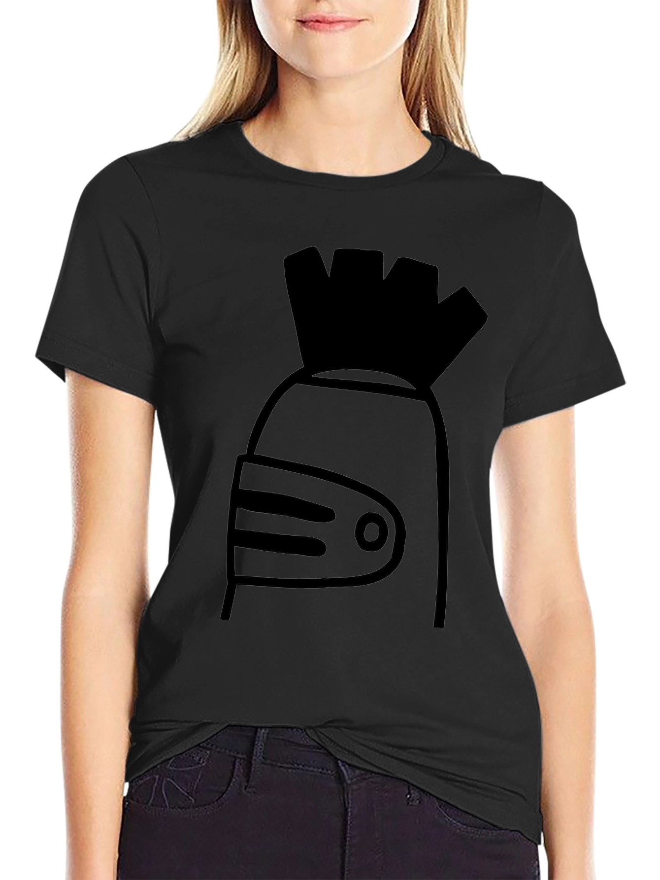 Abstract Knight Helmet Graphic Tee - Black