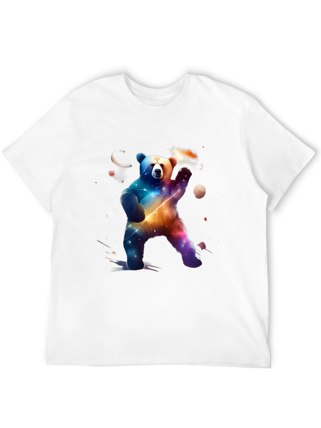 Cosmic Bear Graphic Tee - Black Cotton Blend