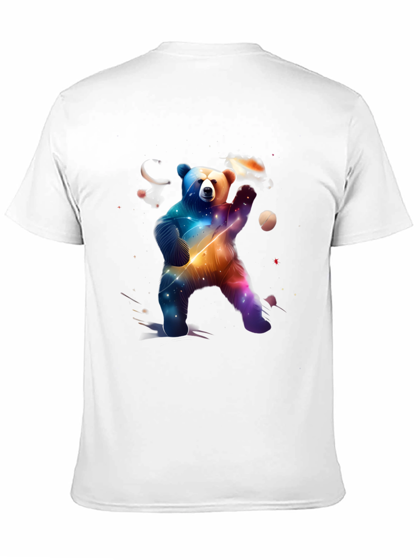 Cosmic Bear Graphic Tee - Black Cotton Blend