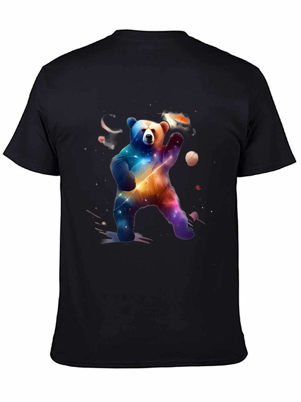 Cosmic Bear Graphic Tee - Black Cotton Blend