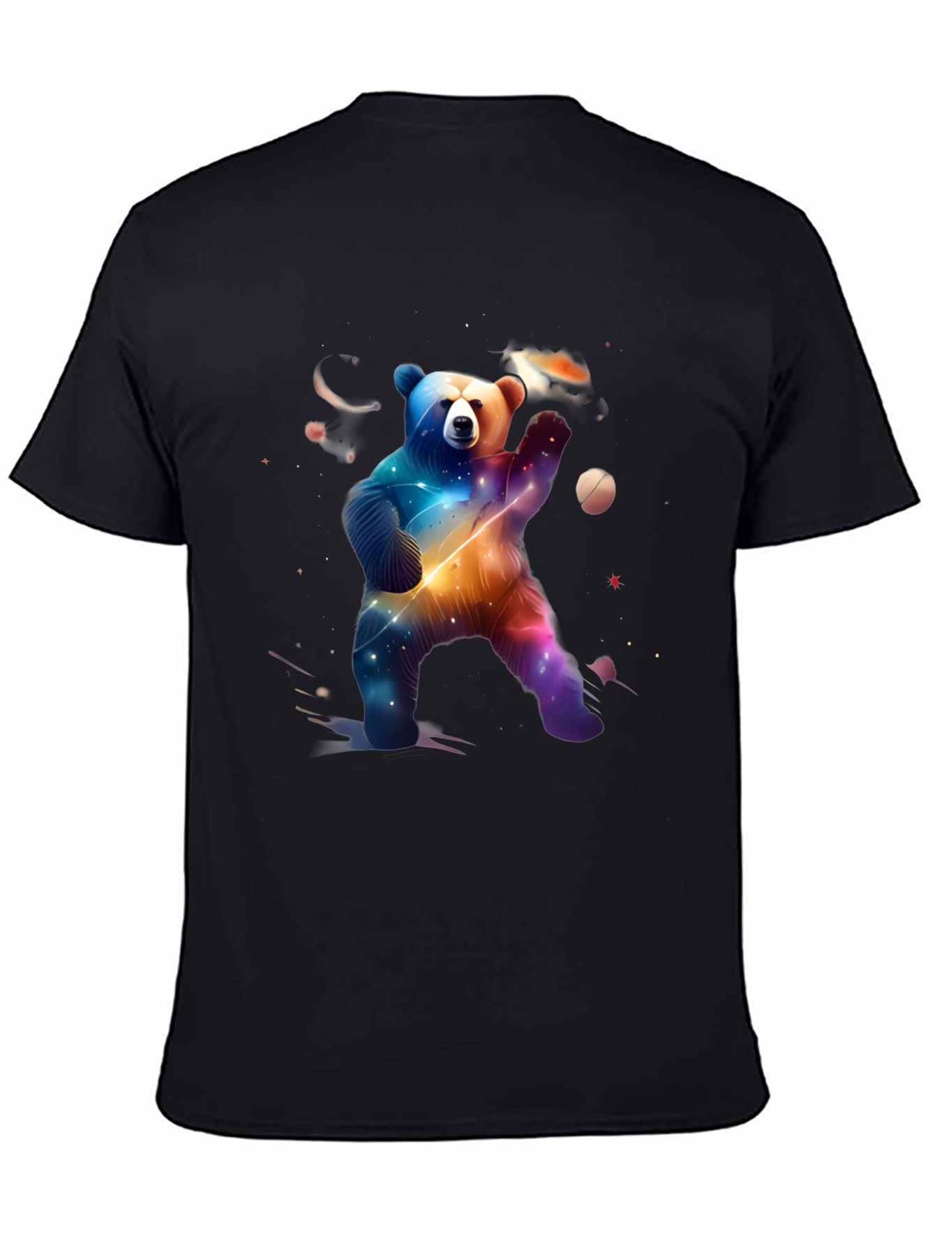 Cosmic Bear Graphic Tee - Black Cotton Blend