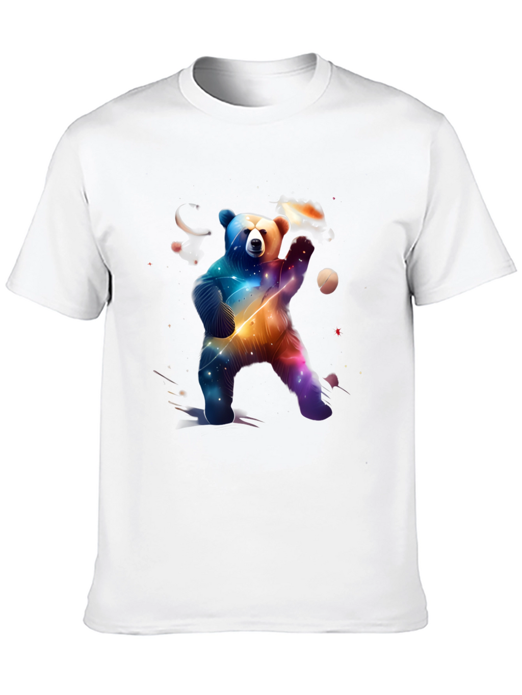 Cosmic Bear Graphic Tee - Black Cotton Blend
