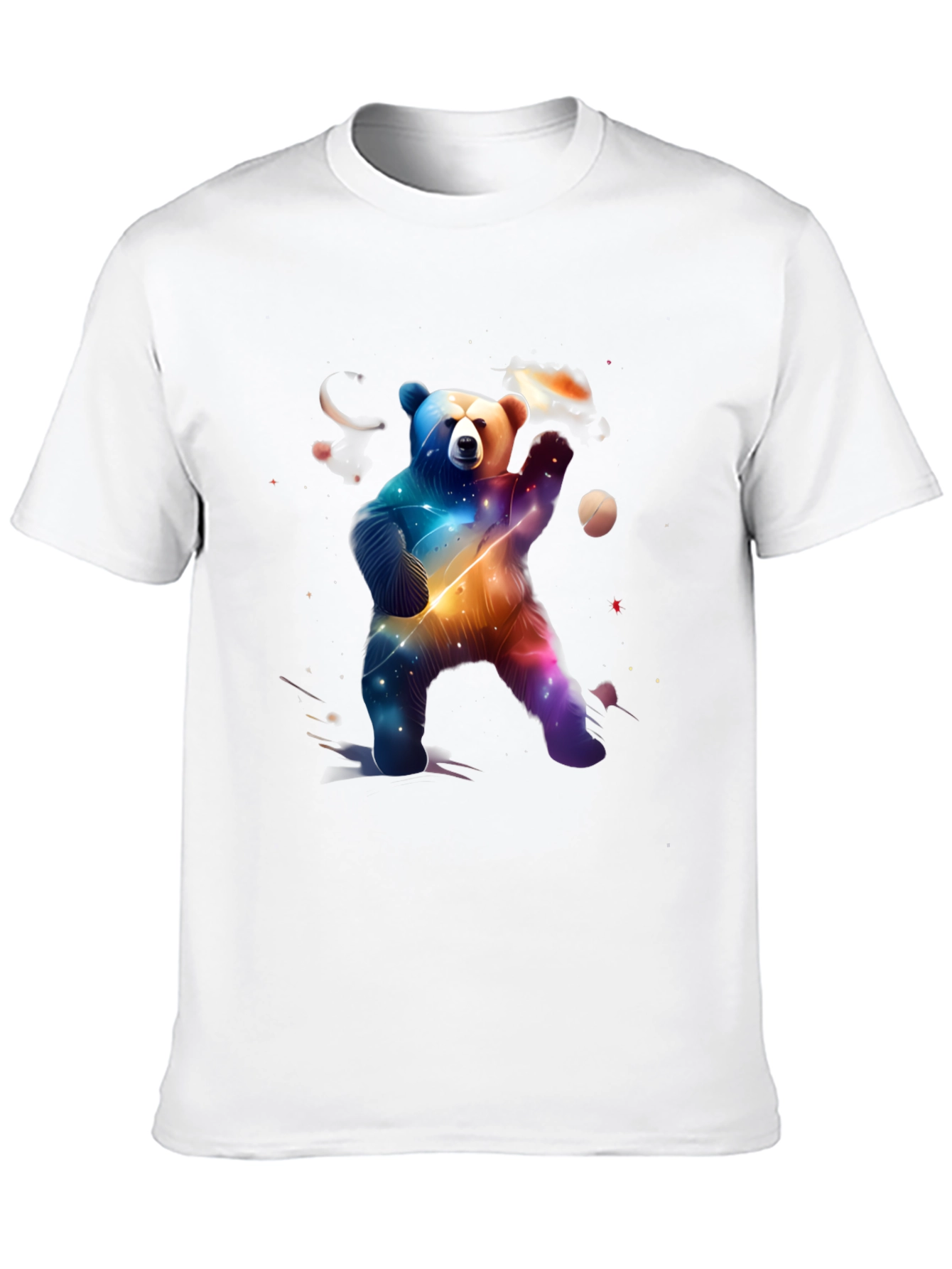 Cosmic Bear Graphic Tee - Black Cotton Blend