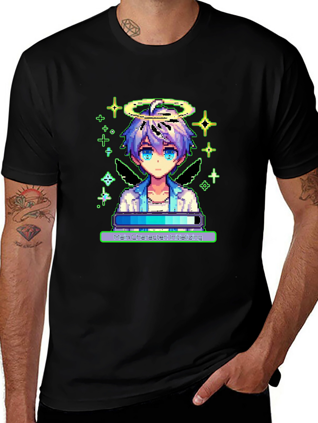 Pixel Angel Loading Black Tee