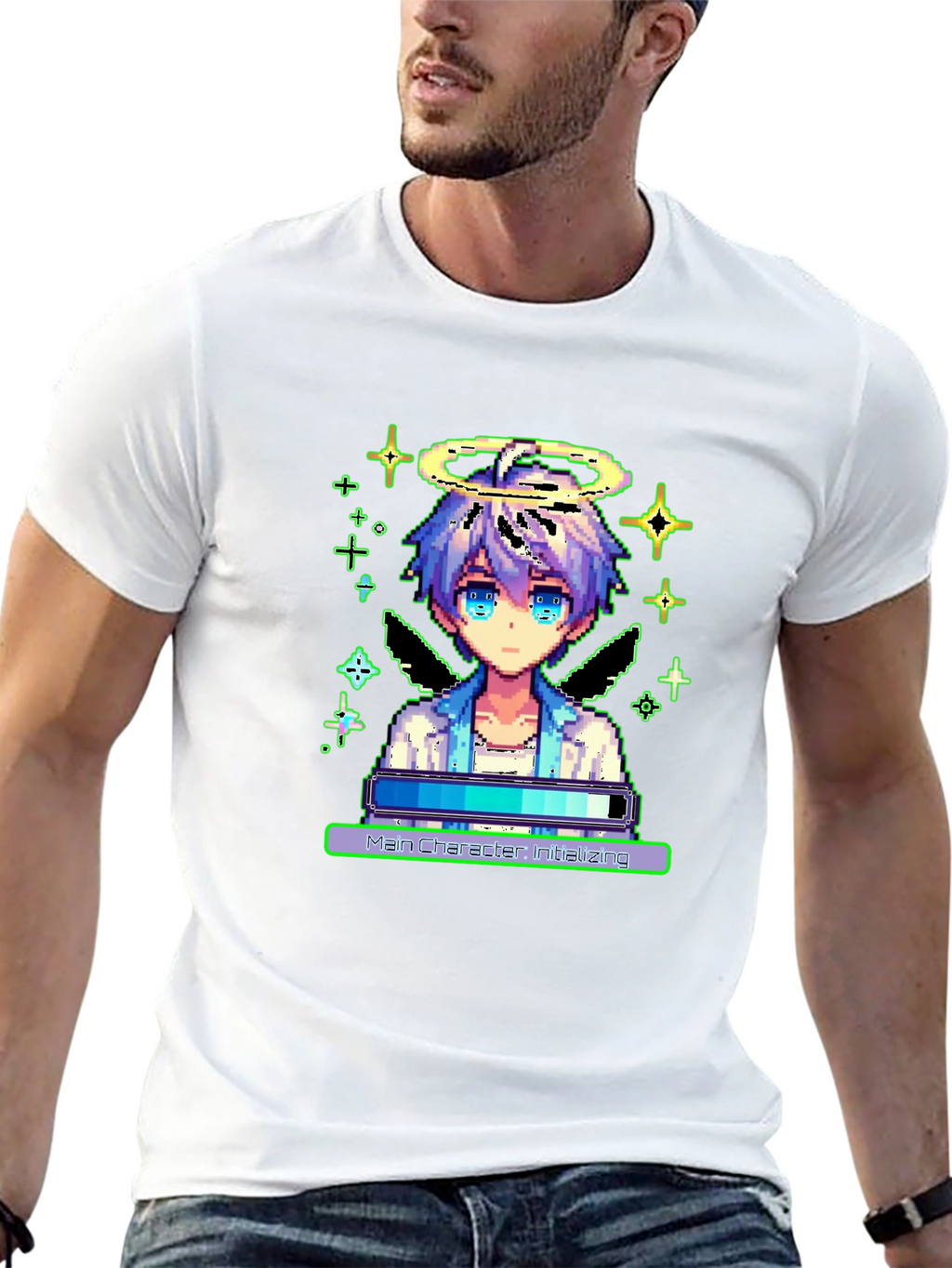 Pixel Angel Loading Black Tee